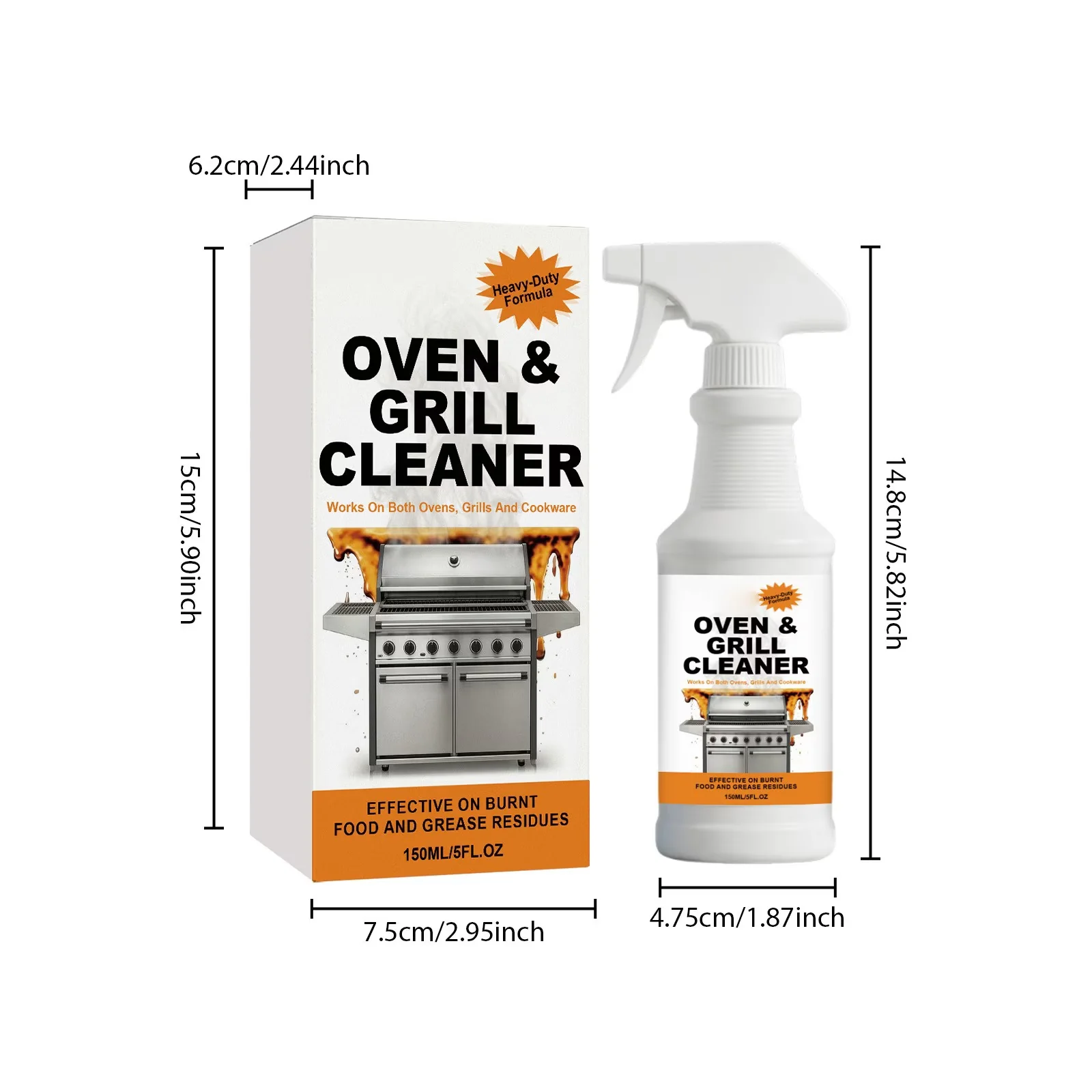 Professional Combo Grill with Fume Free Fast Acting Non-Toxic, Grill Cleaner Spray Heavy Duty for Kitchen - Model DC87A0