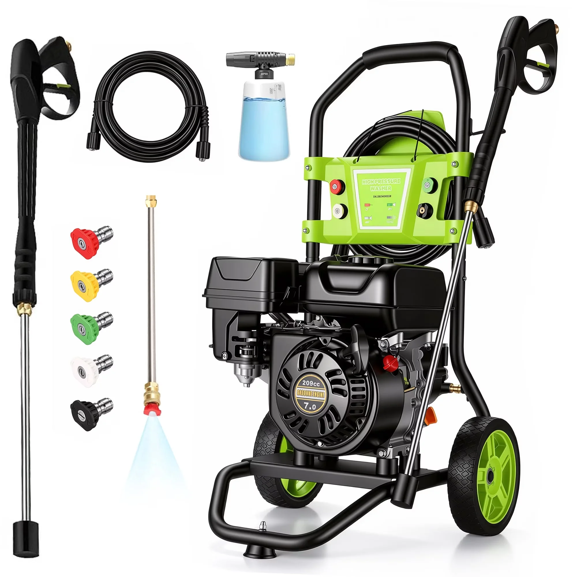 Pressure Washer Reliable with Quick Connect Tips, 1L Soap Tank & 5 Nozzles - Model 1BCA6C