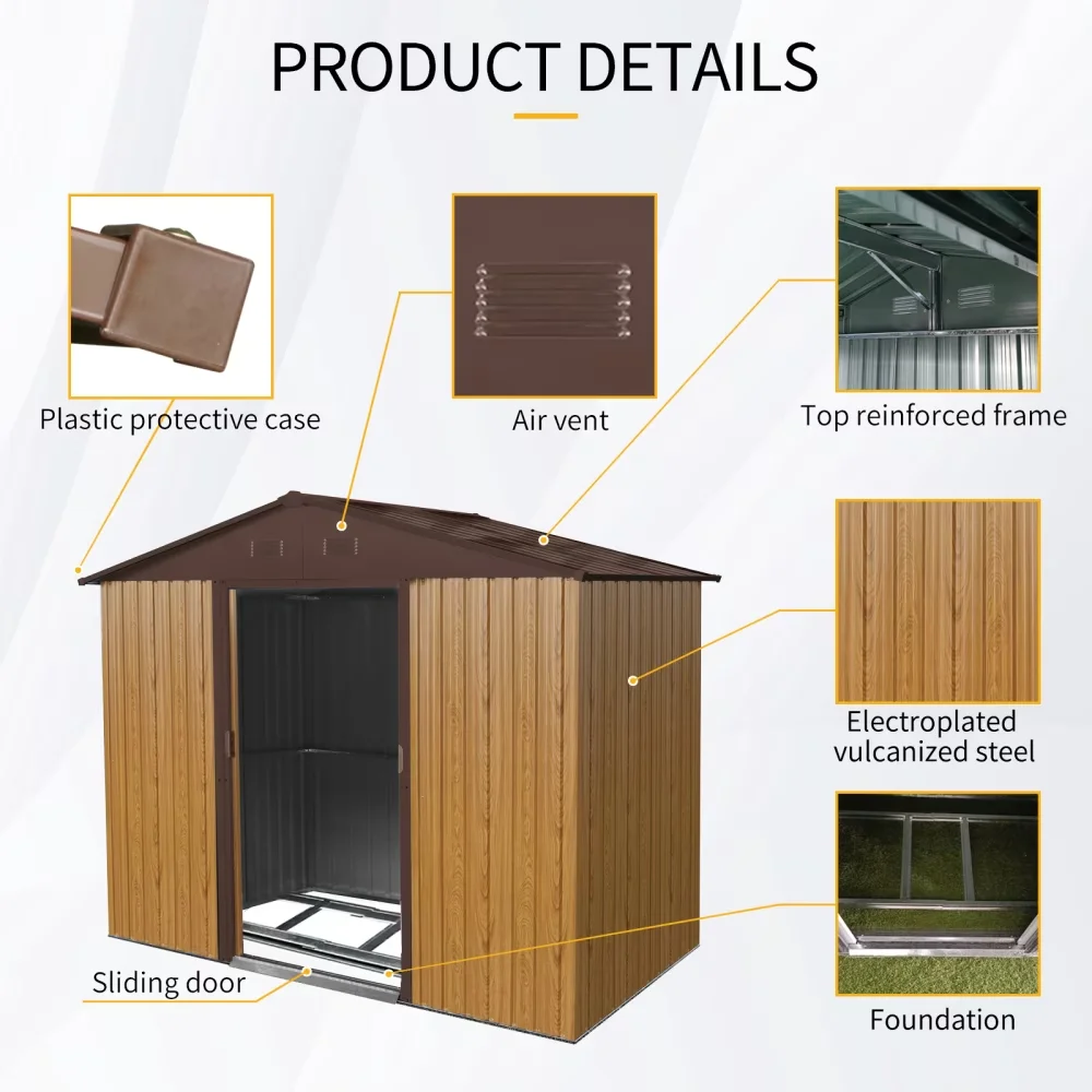Shed Stylish with Impact-Resistant, Rot Resistant, Water-Resistant - Metal Brown Model BC942B