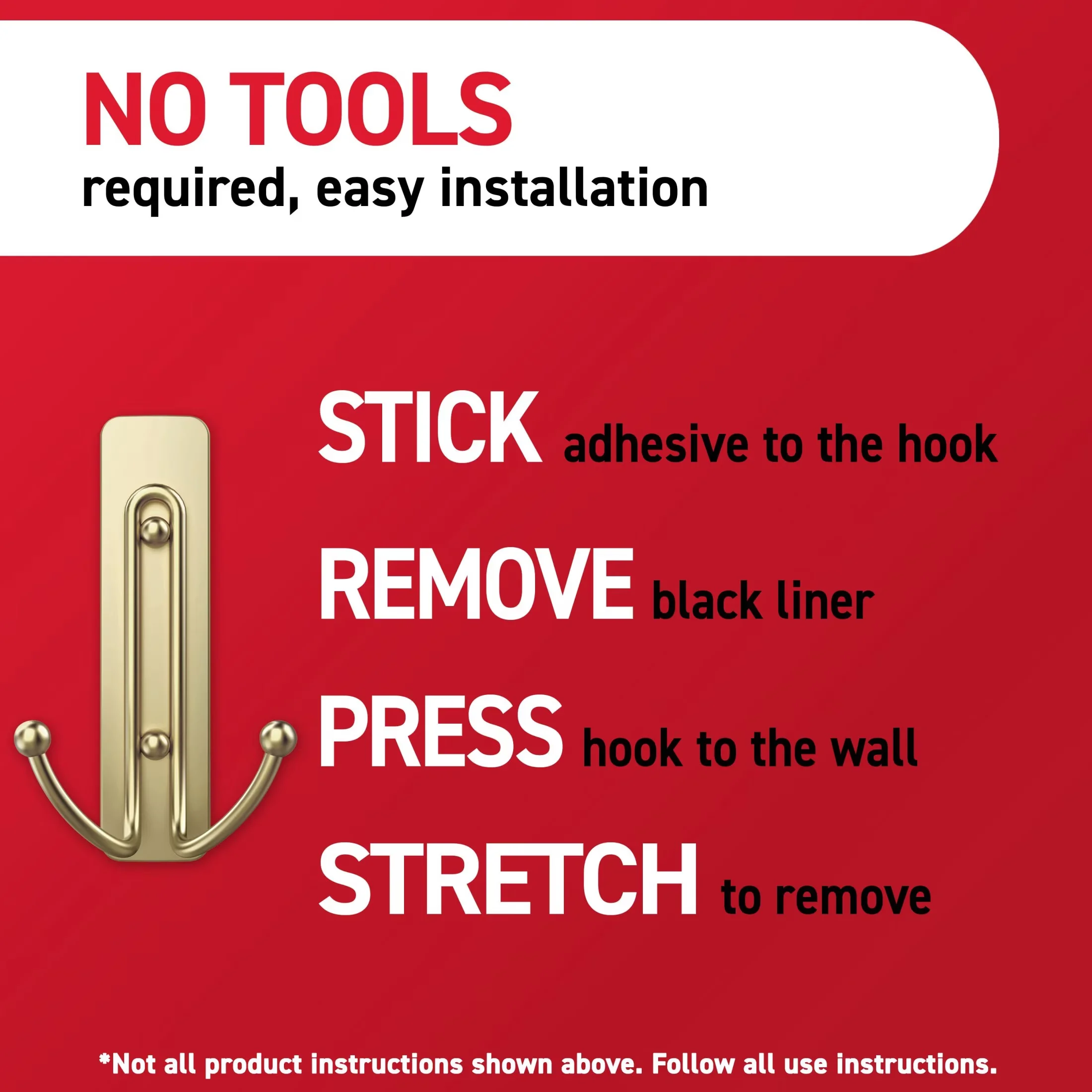 Damage-Free Hanging Premium with Easy Installation, Secure Hold - Gold Plastic Model 9196E6