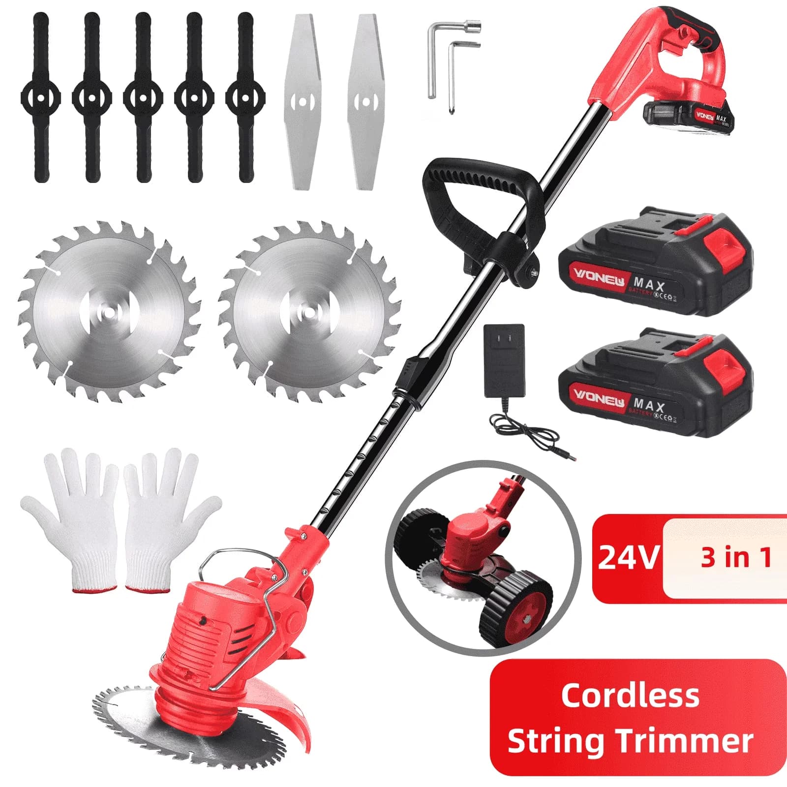String Trimmer Versatile with Battery, 1500W - Red for General Purpose Model E097F5