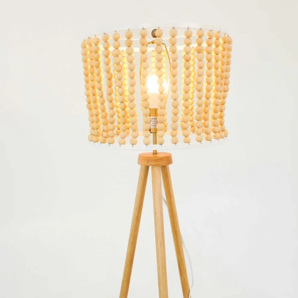 Professional Floor Lamp with LED, 110V, Dimmable - Wood Brown - Industrial Grade Model BC0313