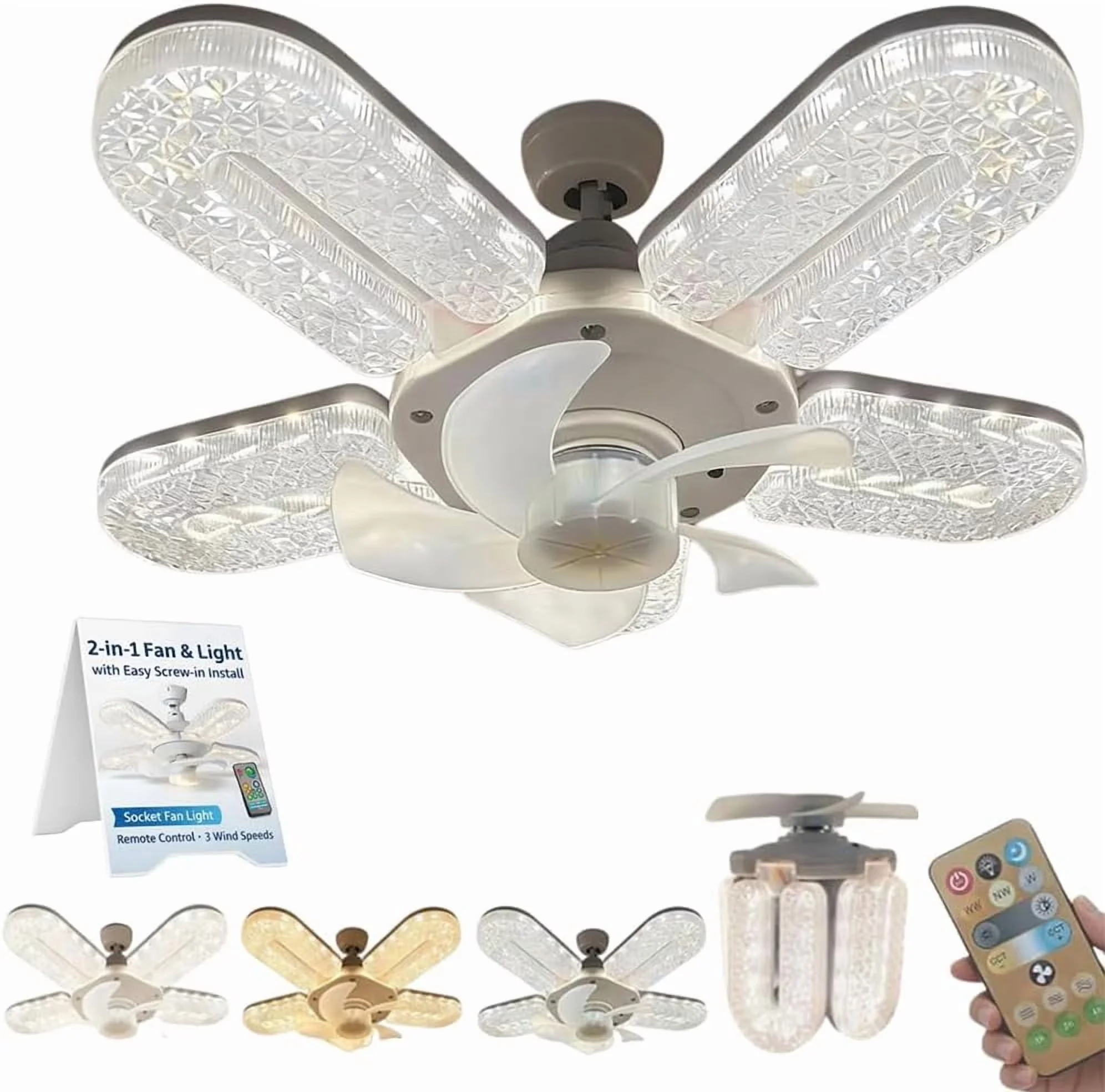 Versatile Ceiling Fan with LED, Modern, Dimmable - E27 - Residential Grade Model B8B3FF