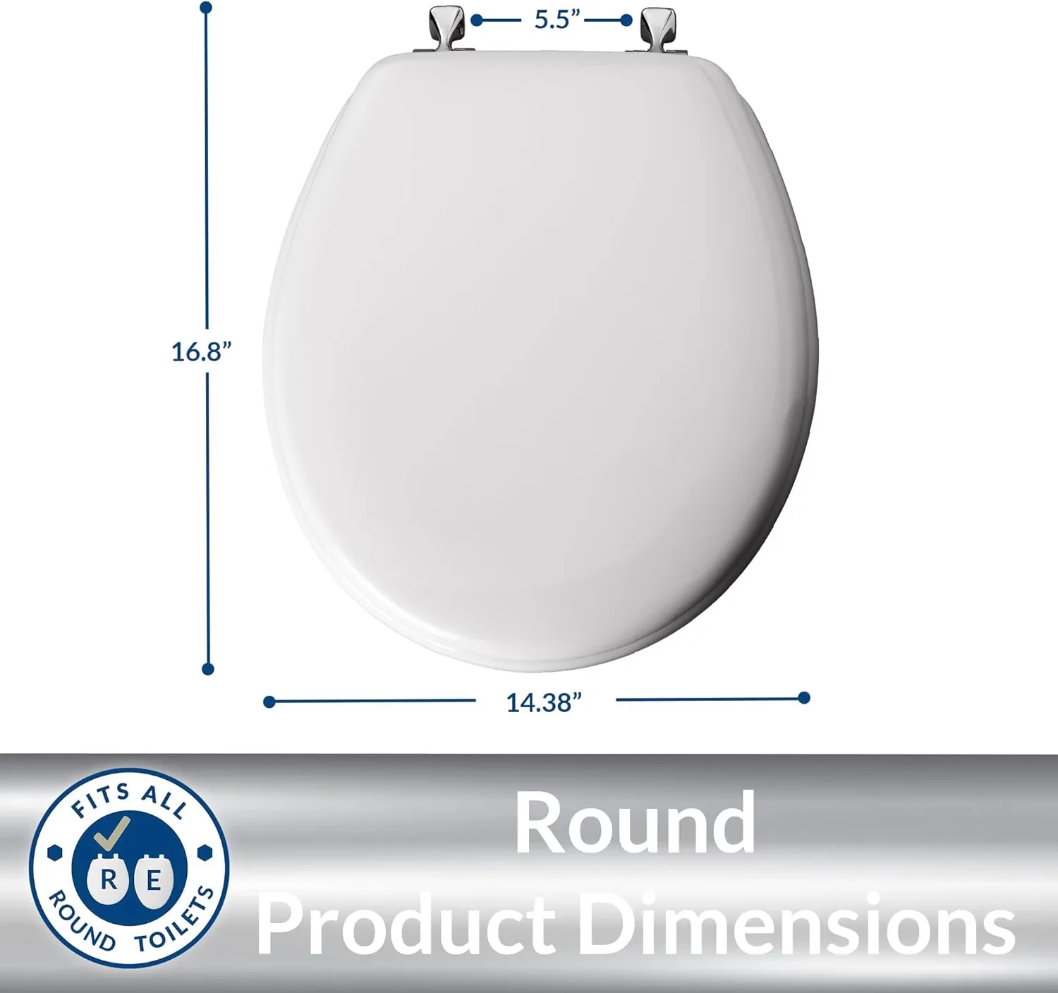 Premium Toilet Seats And Lid with Hardware Included, Seat Secure - White Wood Model AD3C4B