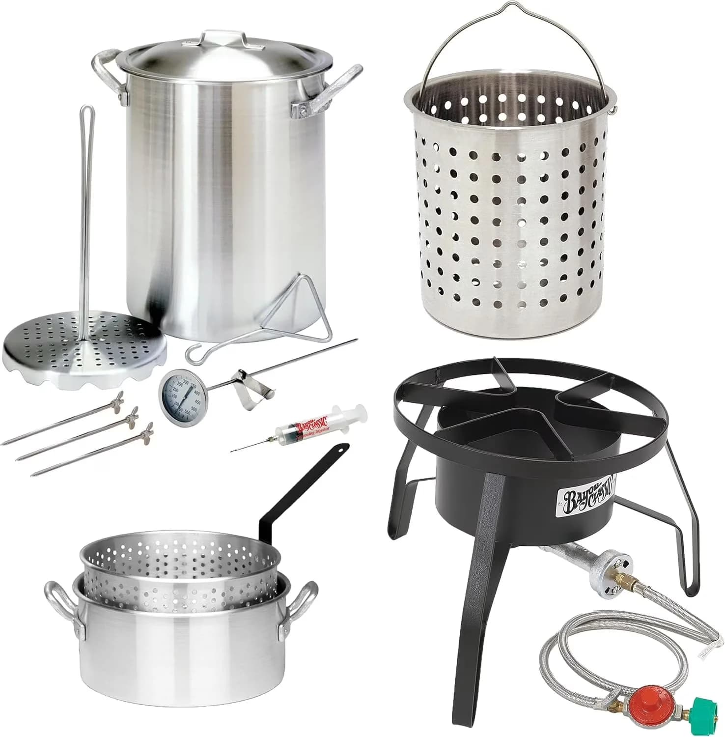 Efficient Outdoor Fryer with Basket and Fry Pot, 3016 30-Quart Turkey - Silver Aluminum And Cast-Iron Model 65D77E