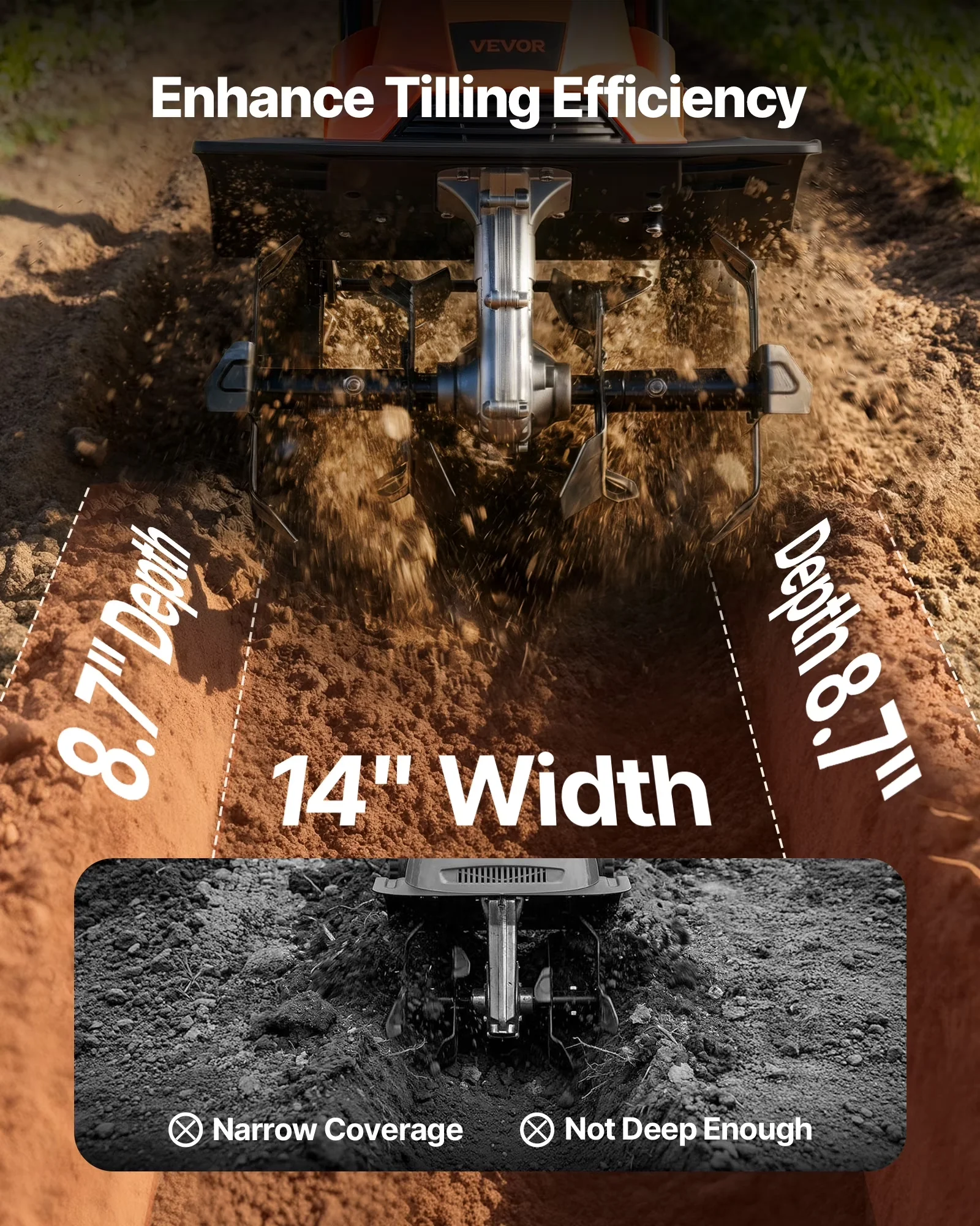 Quality Trillers Cultivator with Steel Tines and Foldable Handle, Corded Electric Tiller, 10-Amp Motor Heavy-Duty Tilling Machine - Model 133476