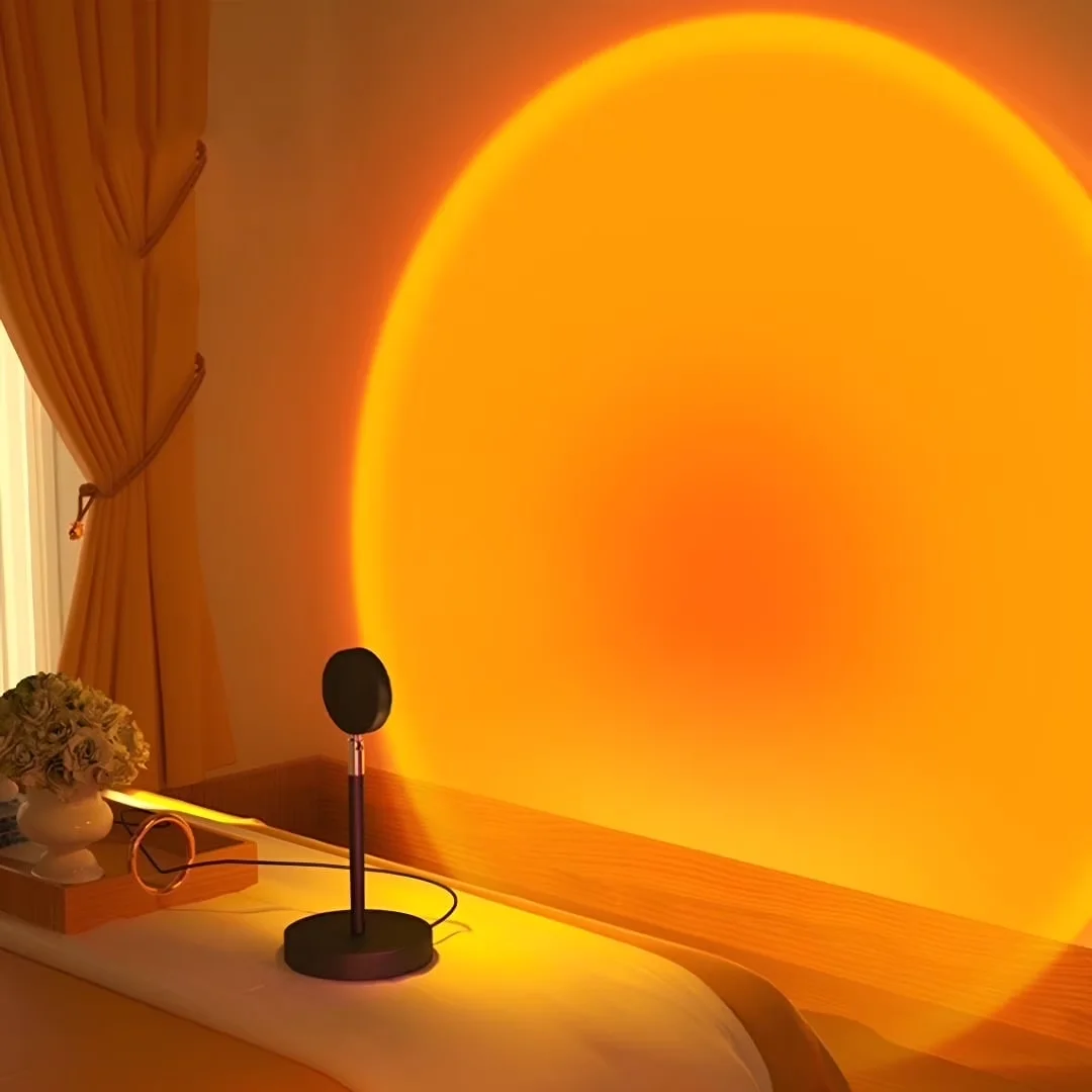 Innovative Lamp Set with LED, Eco Friendly, Sunset Projector - Black Iron Art Model 788FCD