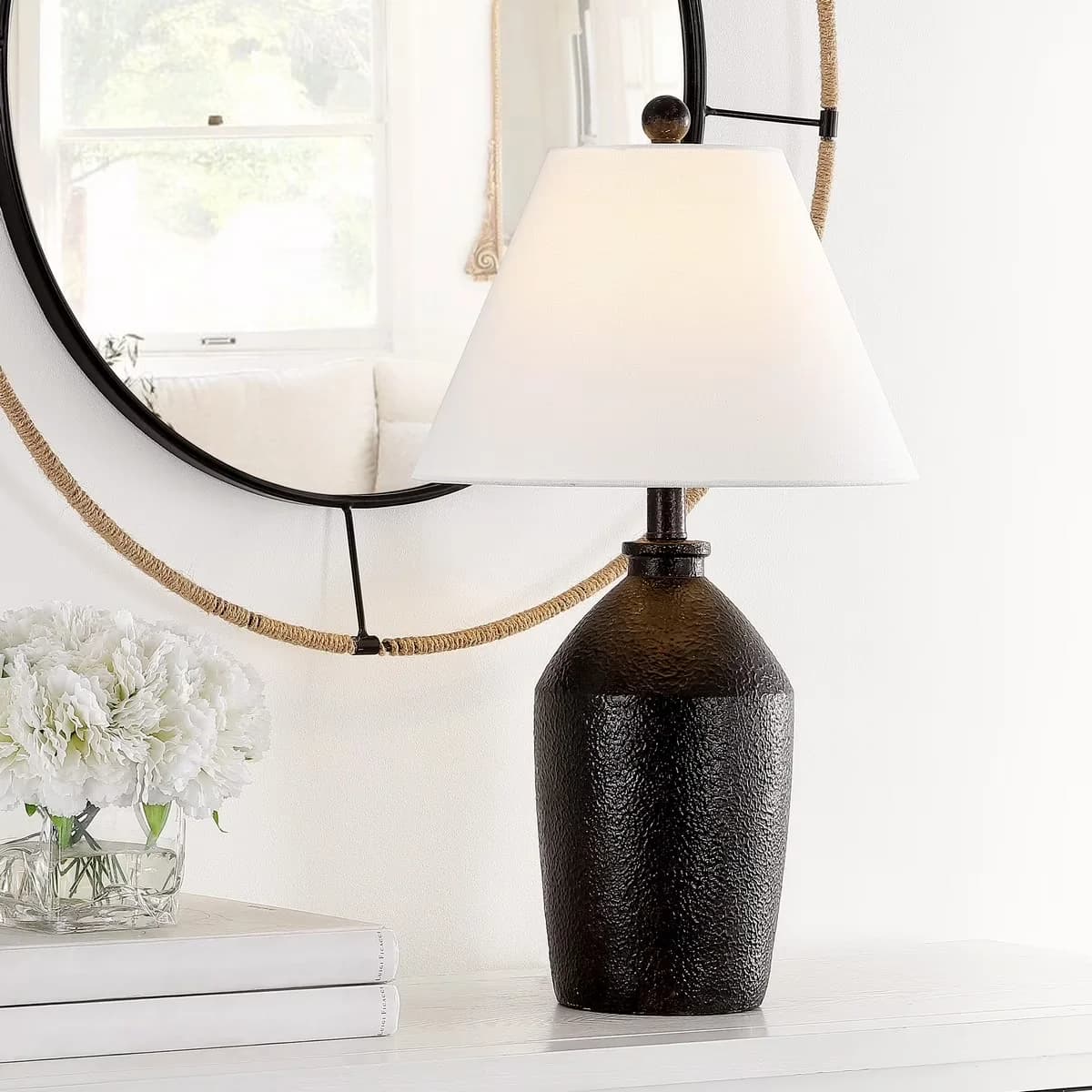Compact Table Lamp with LED, Modern, Selna 21 in. Ancient Inspirations - Resin Brown Model A0276E