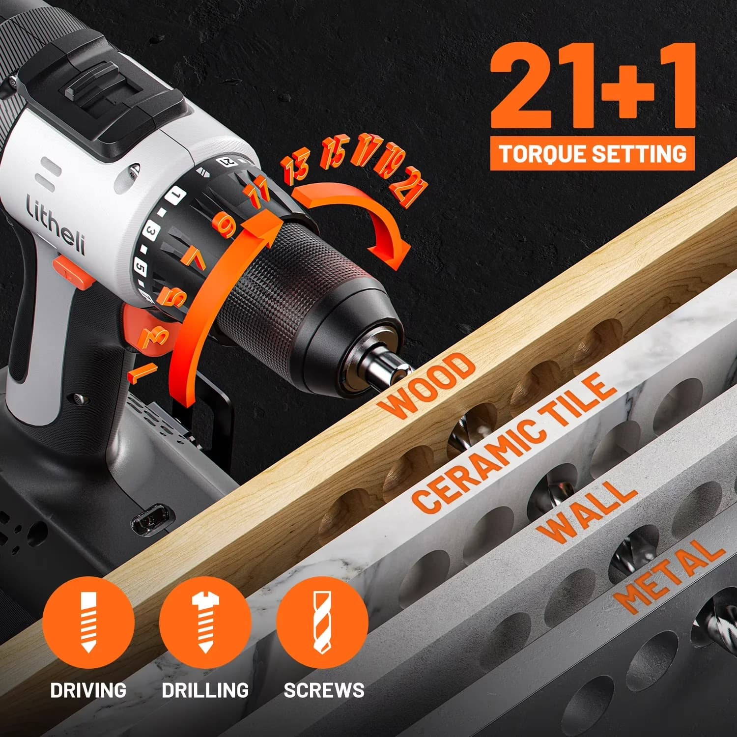 Compact Drills Driver with Battery, 20V, 20V Cordless 1/2" Drill - Long-Lasting Performance Model BEF677