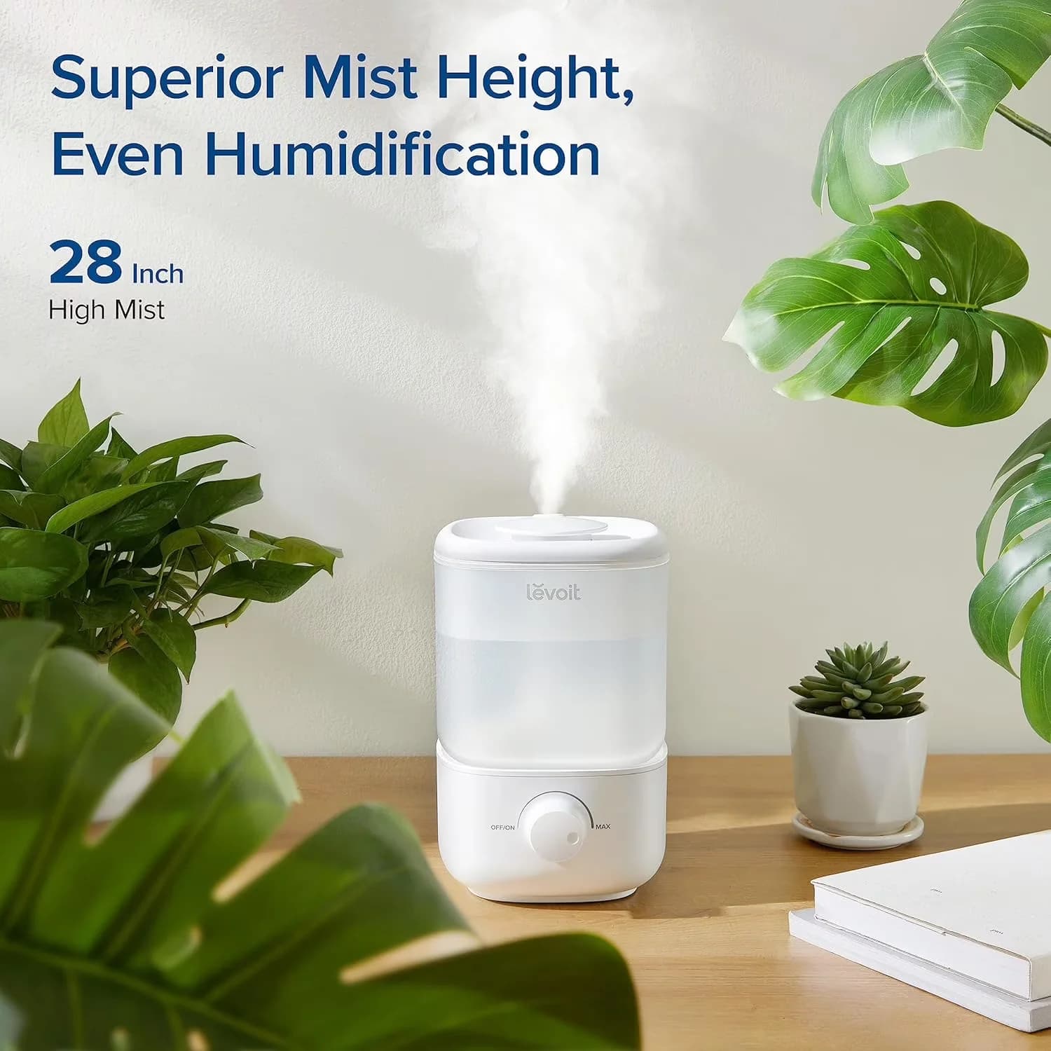 Humidifier Stylish with Oil Diffuser, Automatic Shut-Off - White for Large, Rooms Model C3B06E