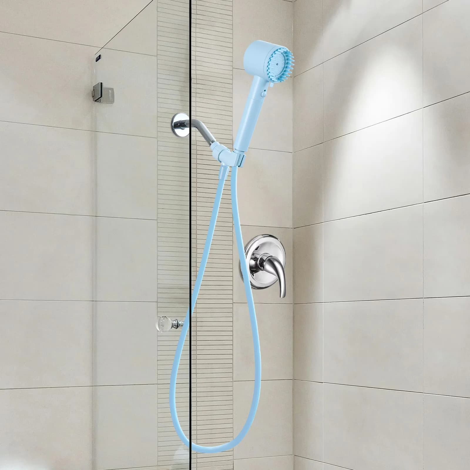 Essential Shower Head with Filtered, 5-Setting Handheld Showerhead - Blue Acrylonitrile Butadiene Styrene Model 69978A