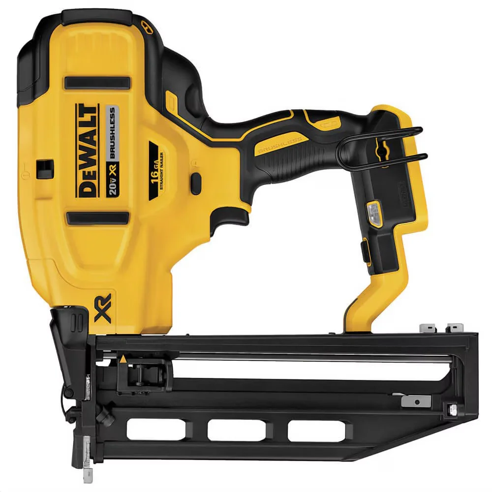 Modern Air Tools Compressor with 20V, Brushless Motor, 20V MAX XR Finish Nailer - Yellow Model 7B912E