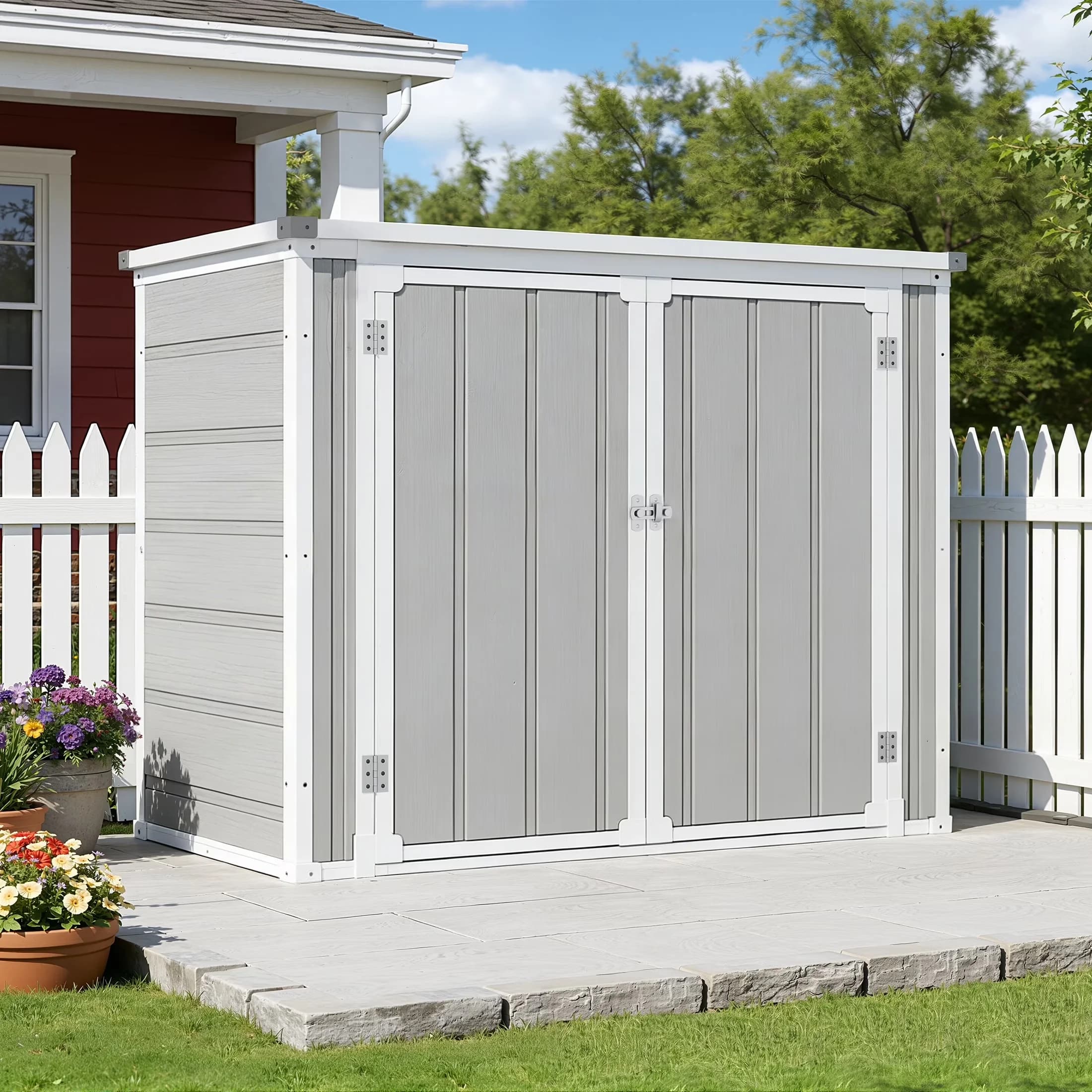 Efficient Shed with Uv Resistant, Lockable Door - Gray Resin for Outdoor Model 2D6770