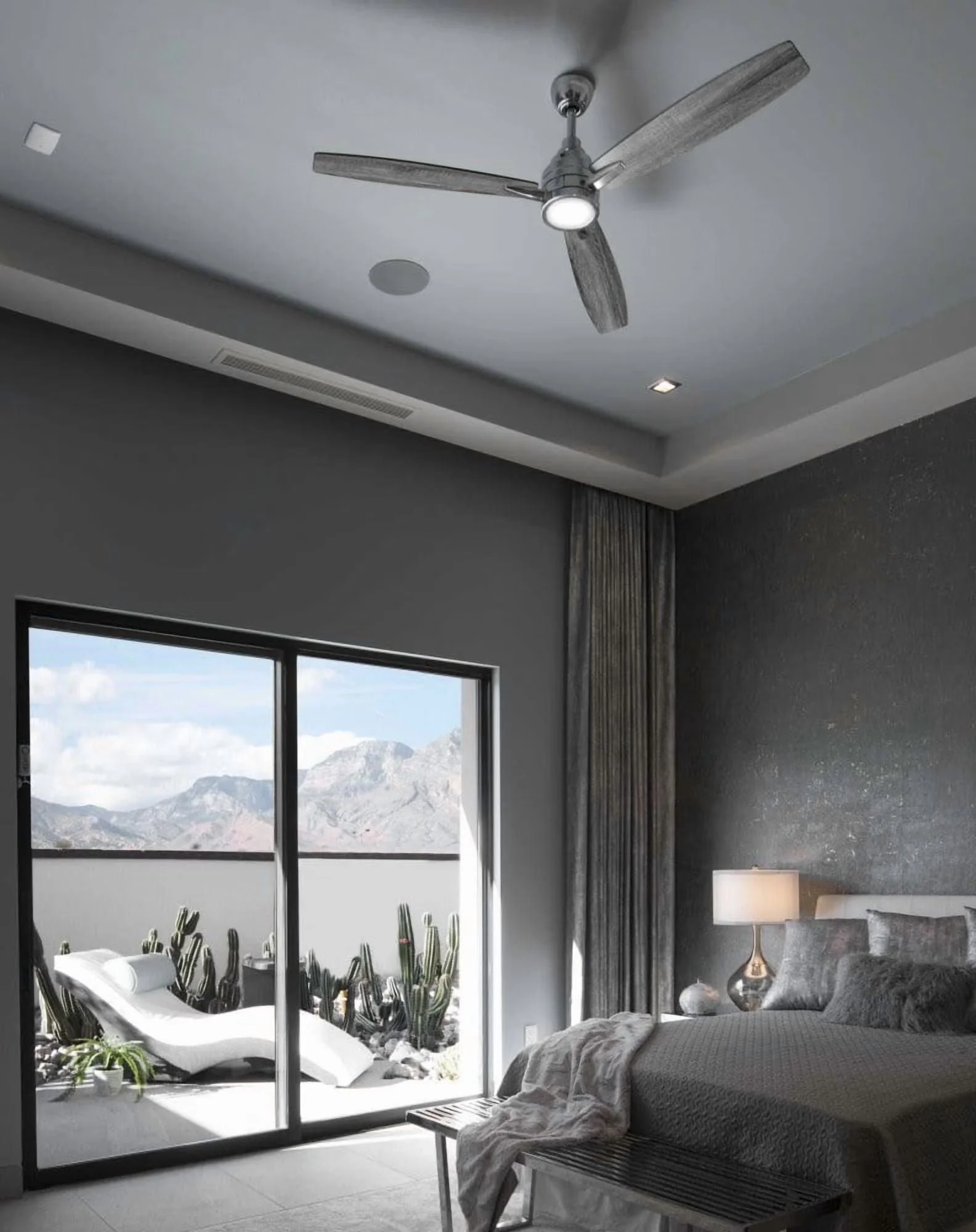Ceiling Fan Stylish with LED, Modern, Remote Controlled - Brown Polyresin Model 44DC7E