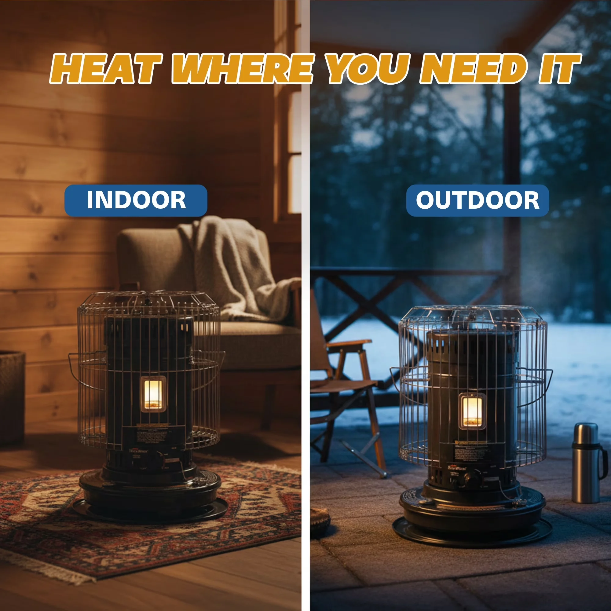 Compact Portable And Electric Space Heater with 23500 BTU, Automatic Shutoff, Fuel capacity: 1.9 gallon - Black Model 33CCA7