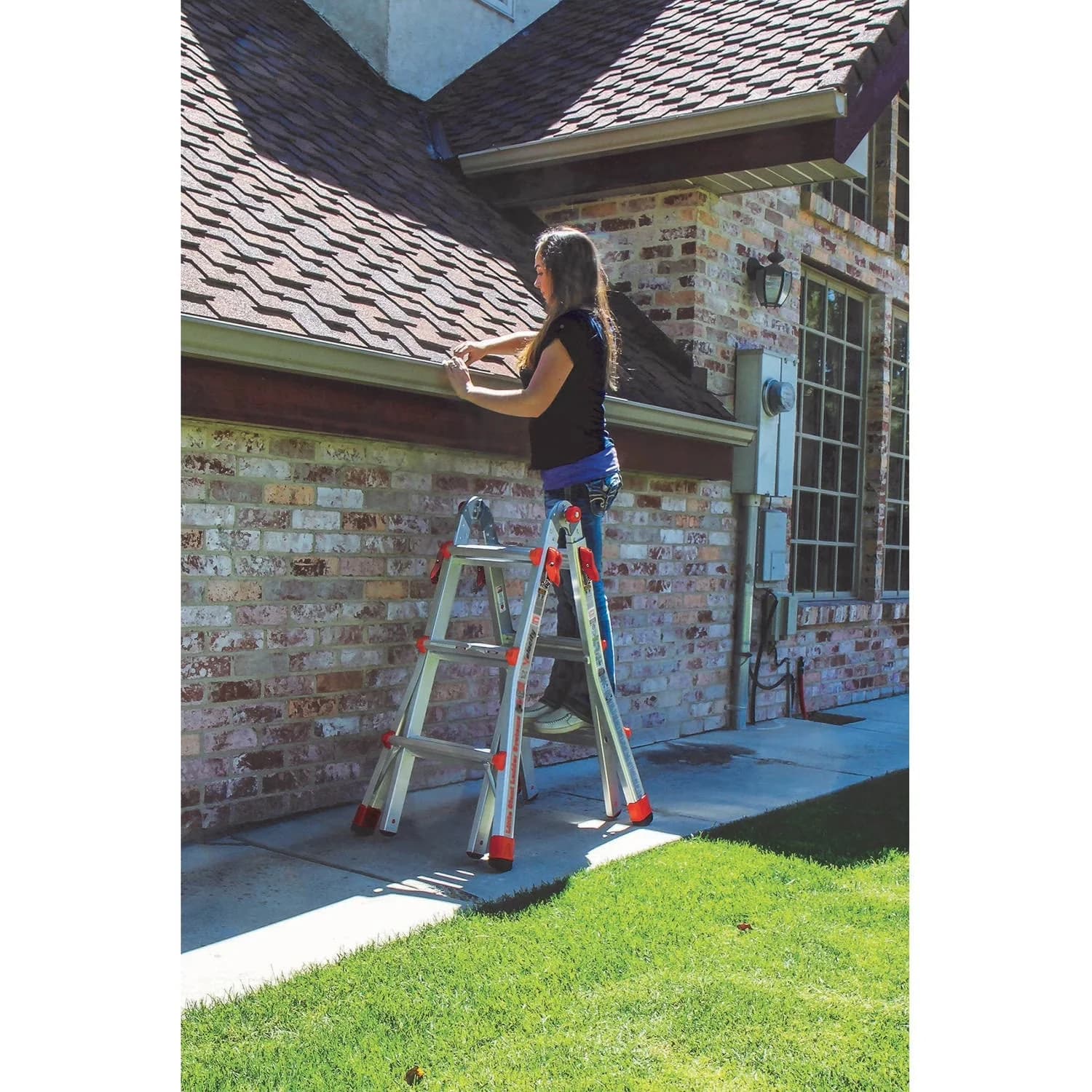Ladders And Step Stool Modern with Telescoping, Model# 15413-001 - Aluminum Silver Model B36835