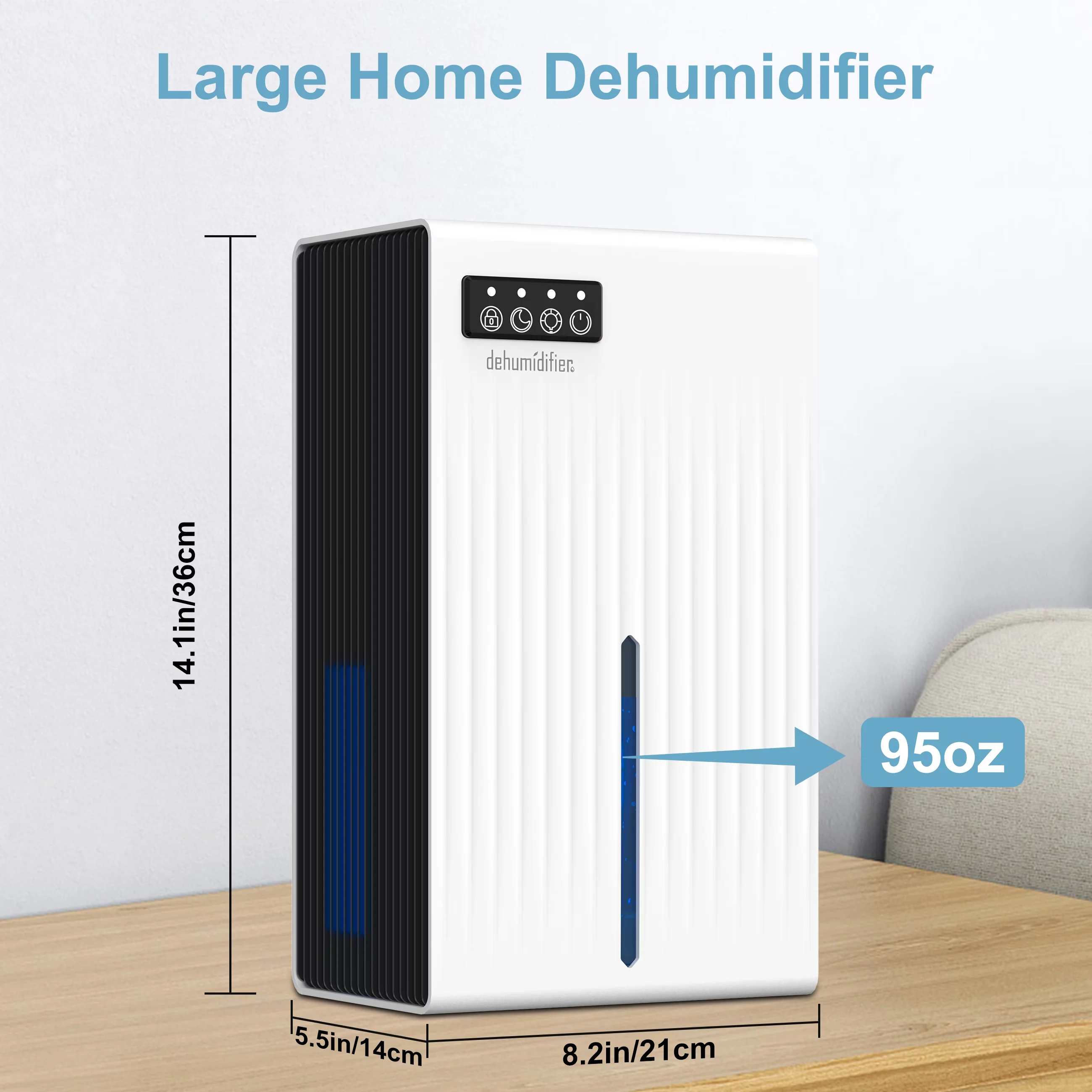 Versatile Dehumidifier with LED, Energy Efficient, Automatic Shut-Off - White for Home Model BAD6A5