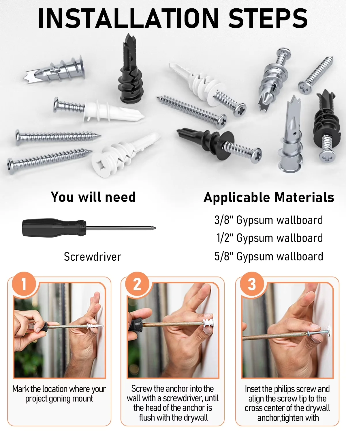 Durable Fastener with Assorted Pieces, Easy Installation, Easy-To-Use - Zinc Metal & Plastic Silver Model BBD595
