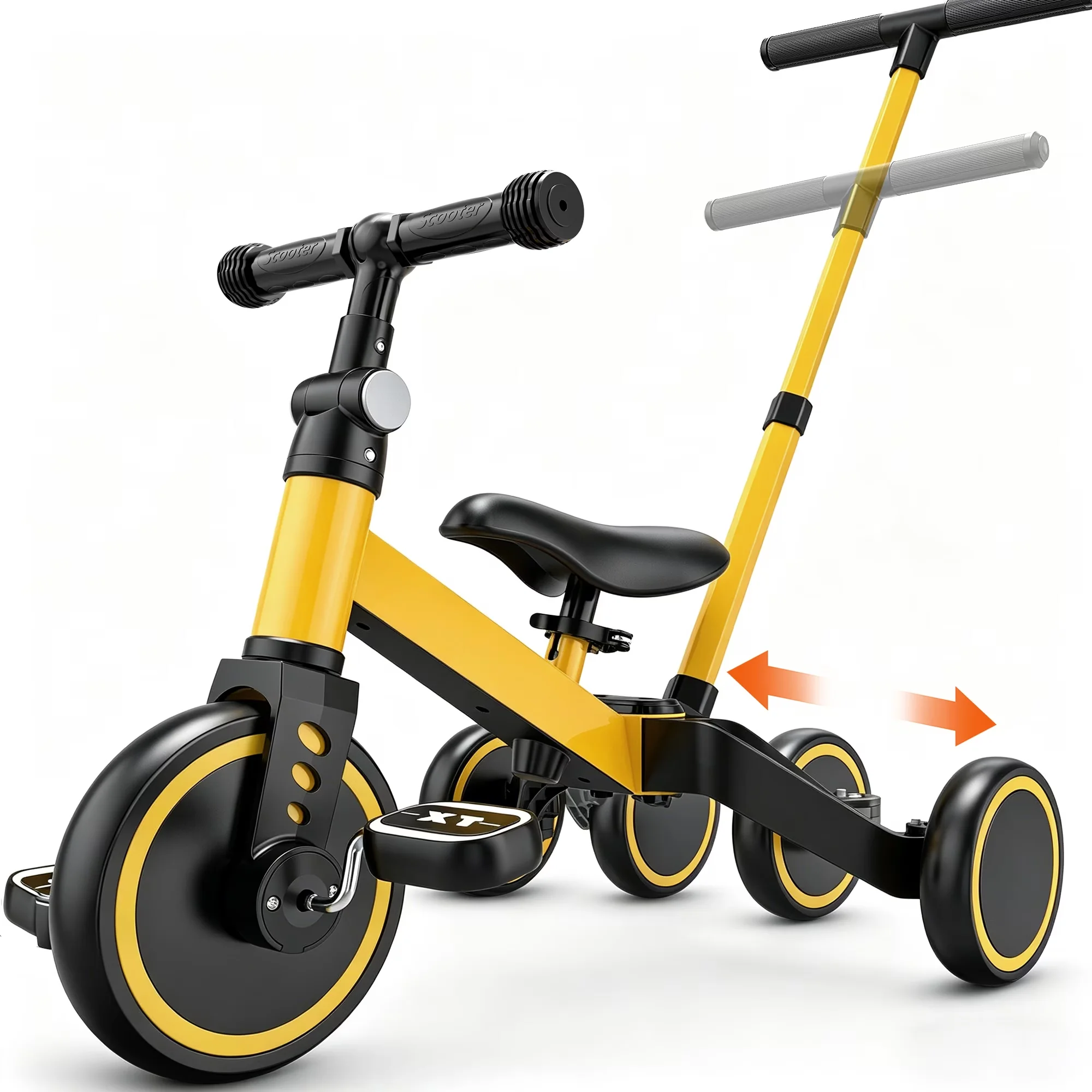 Quality Kids Bike with Adjustable Seat, Adjustable Handlebar Height, Wheel Material: EVA - Yellow Model 547BCA