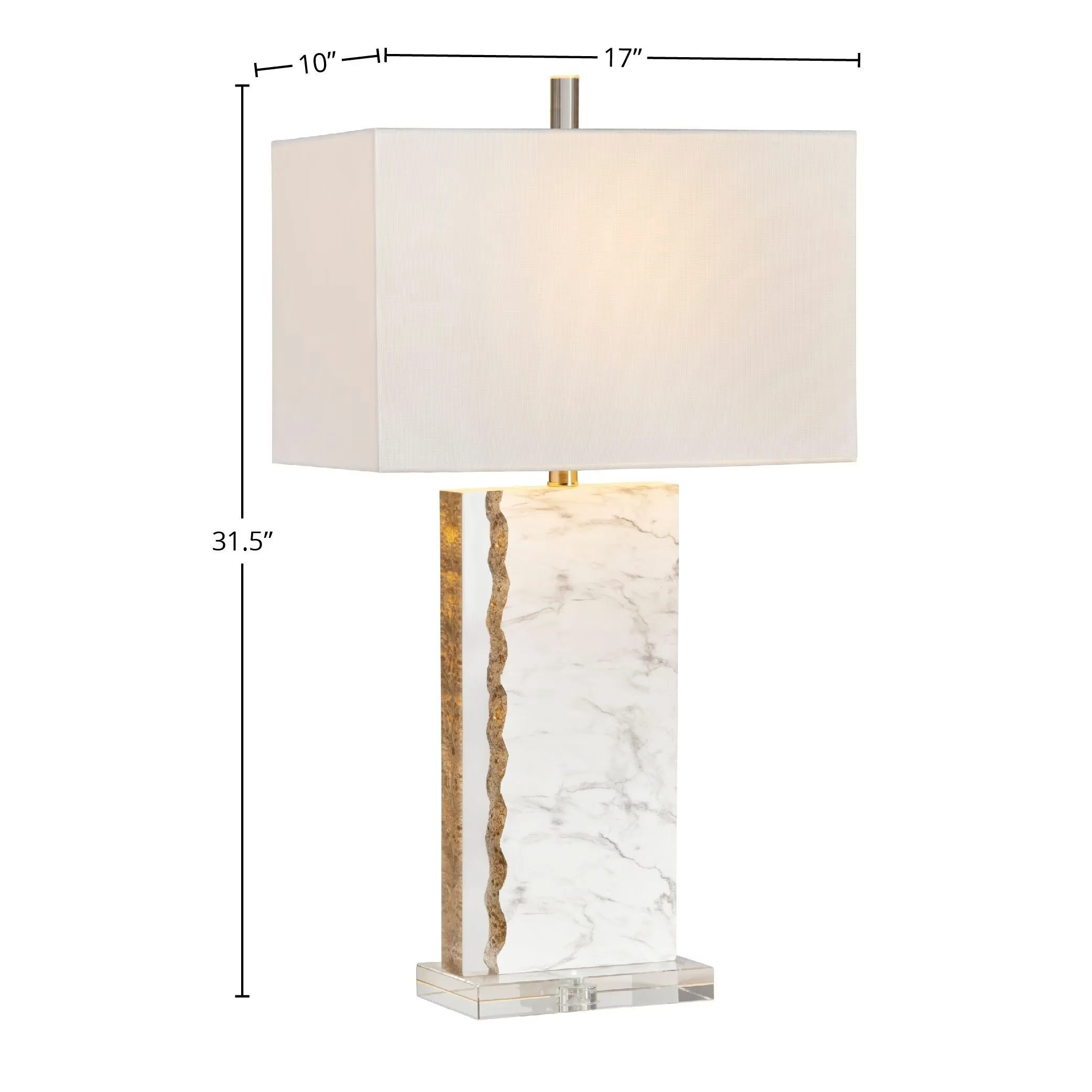Sleek Table Lamp with Dimmable, White Linen Shade, Enzo 3-Way Resin - White Resin Model B5D8A1