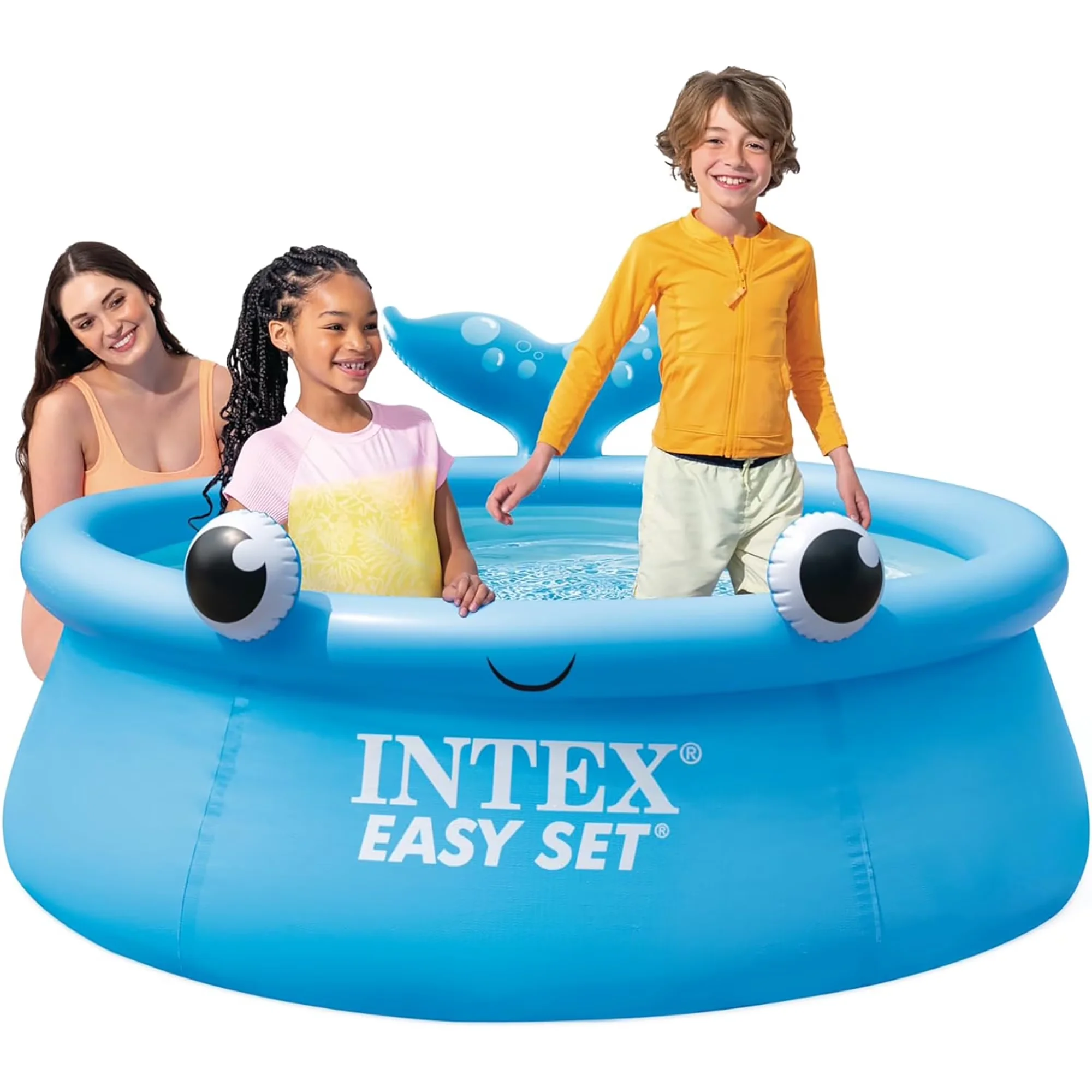 Compact Inflatable Pool with Puncture Resistant, Jolly Whale Easy Set 6' x 20" - Blue Model AA92C2