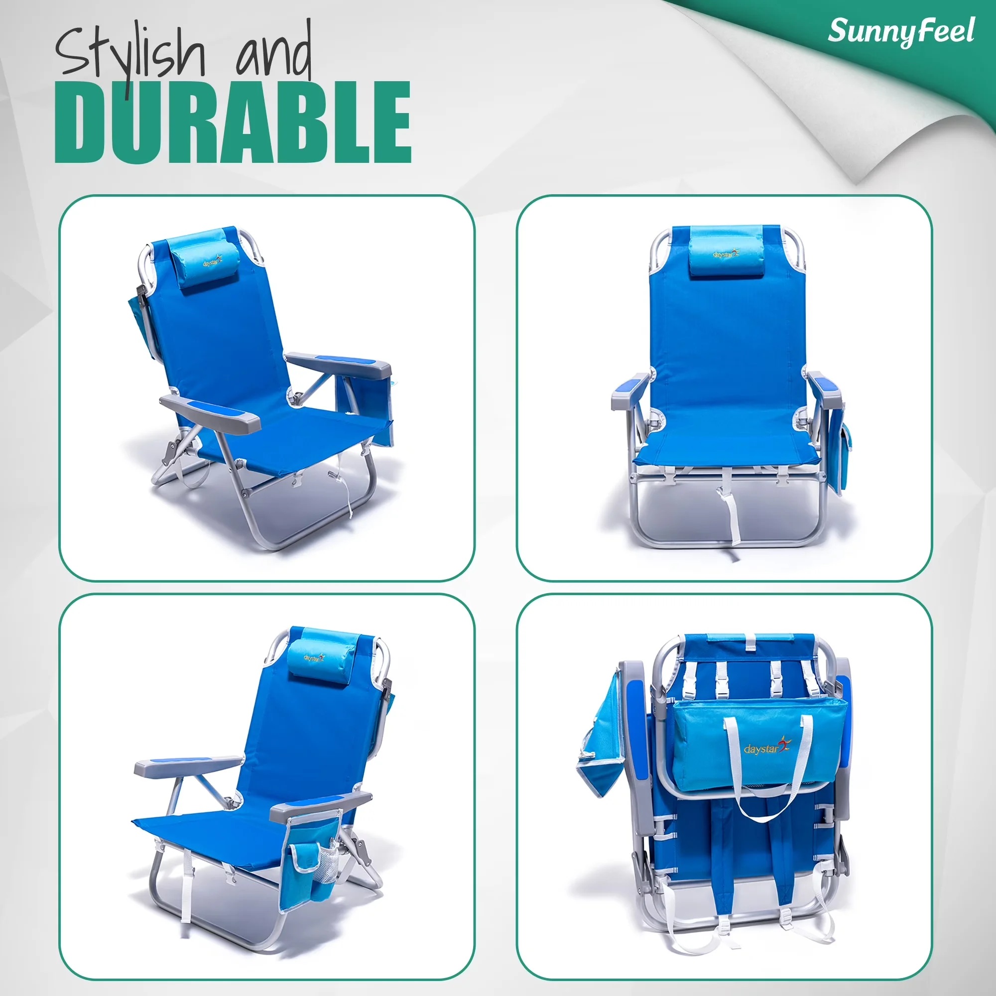 Beach Chair Essential with Folding, Portable Lightweight Folding Backpack - Blue Model F2B3C1