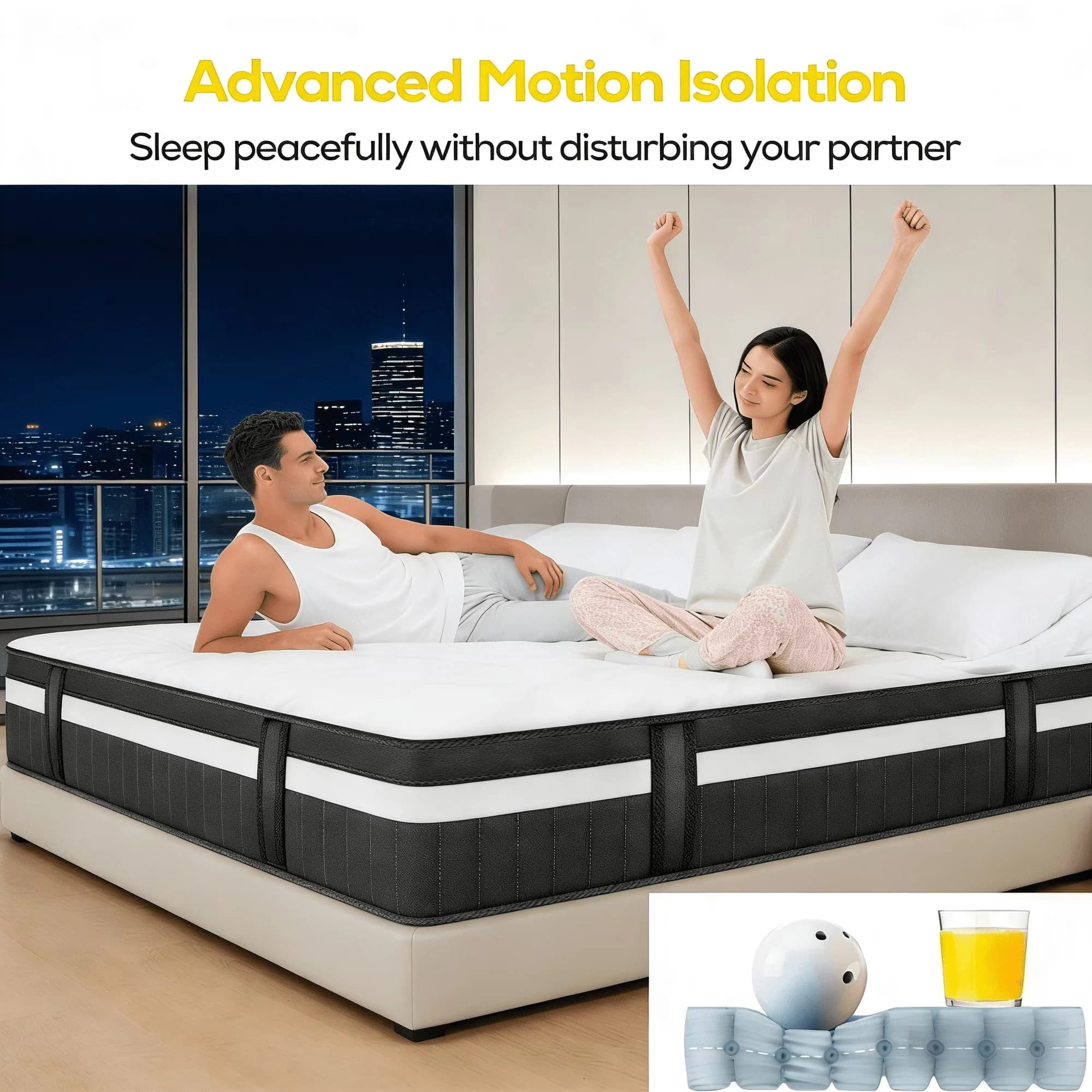 Mattresses Accessory Essential with Cooling Memory Foam & Pocket Coils, King Mattress - 3D Knitted Breathable Top Cover, Soft Refined... Model 396BC9