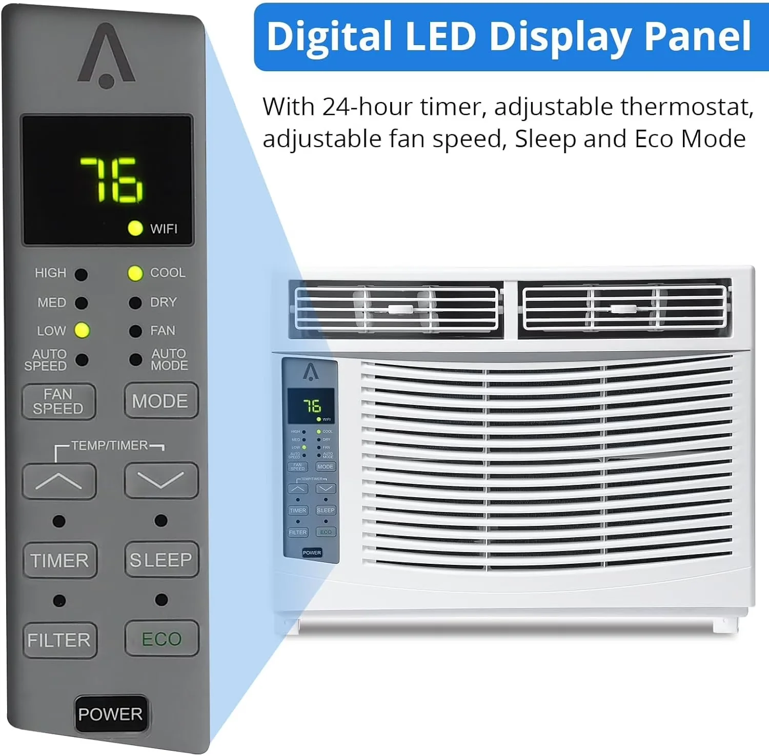 Durable Air Conditioner with 6000 BTU, Remote Controlled, Timer for Living Room, Small - Model C34A01