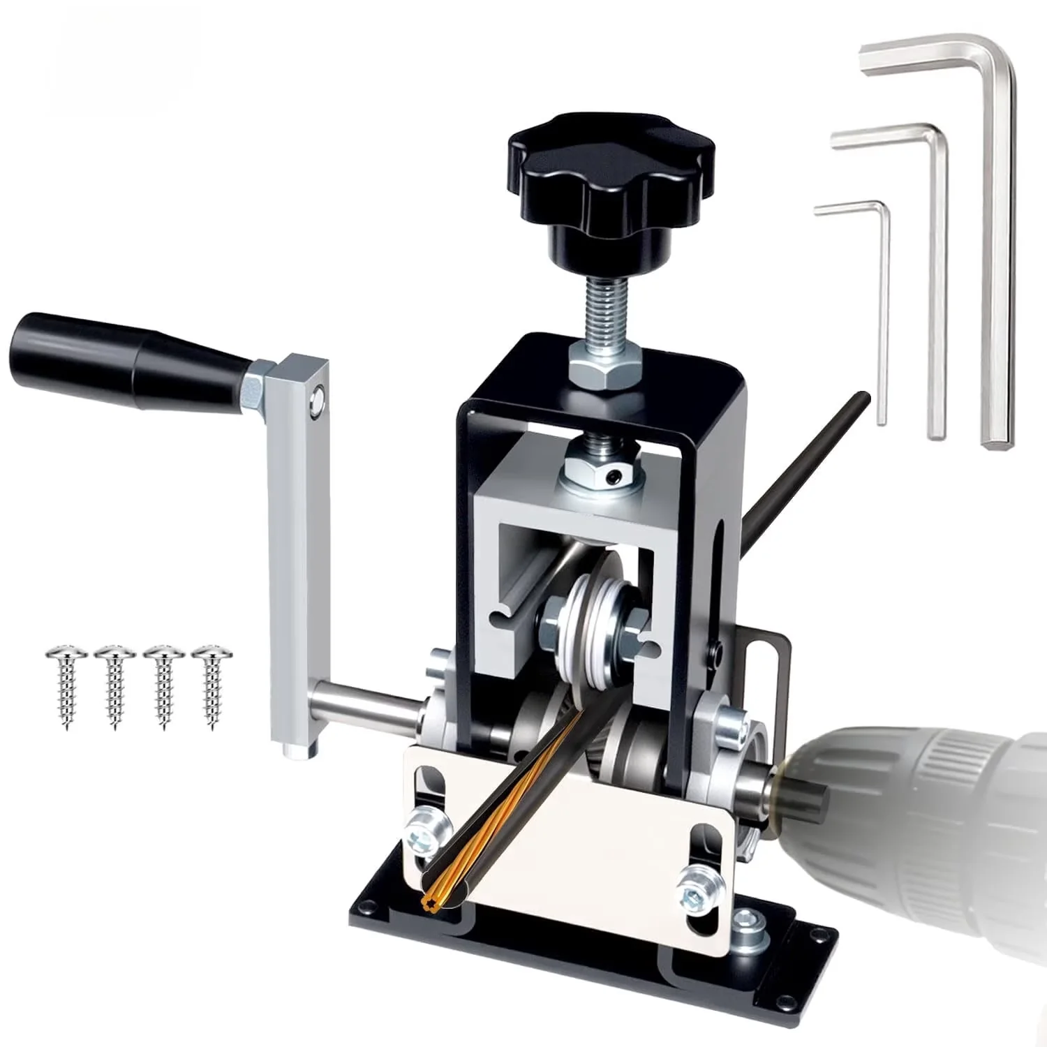 Woodworking Innovative with Adjustable, Manual Wire Stripper Machine, Drill-Powered & Hand Crank - 0.06-1" Model 5859A5
