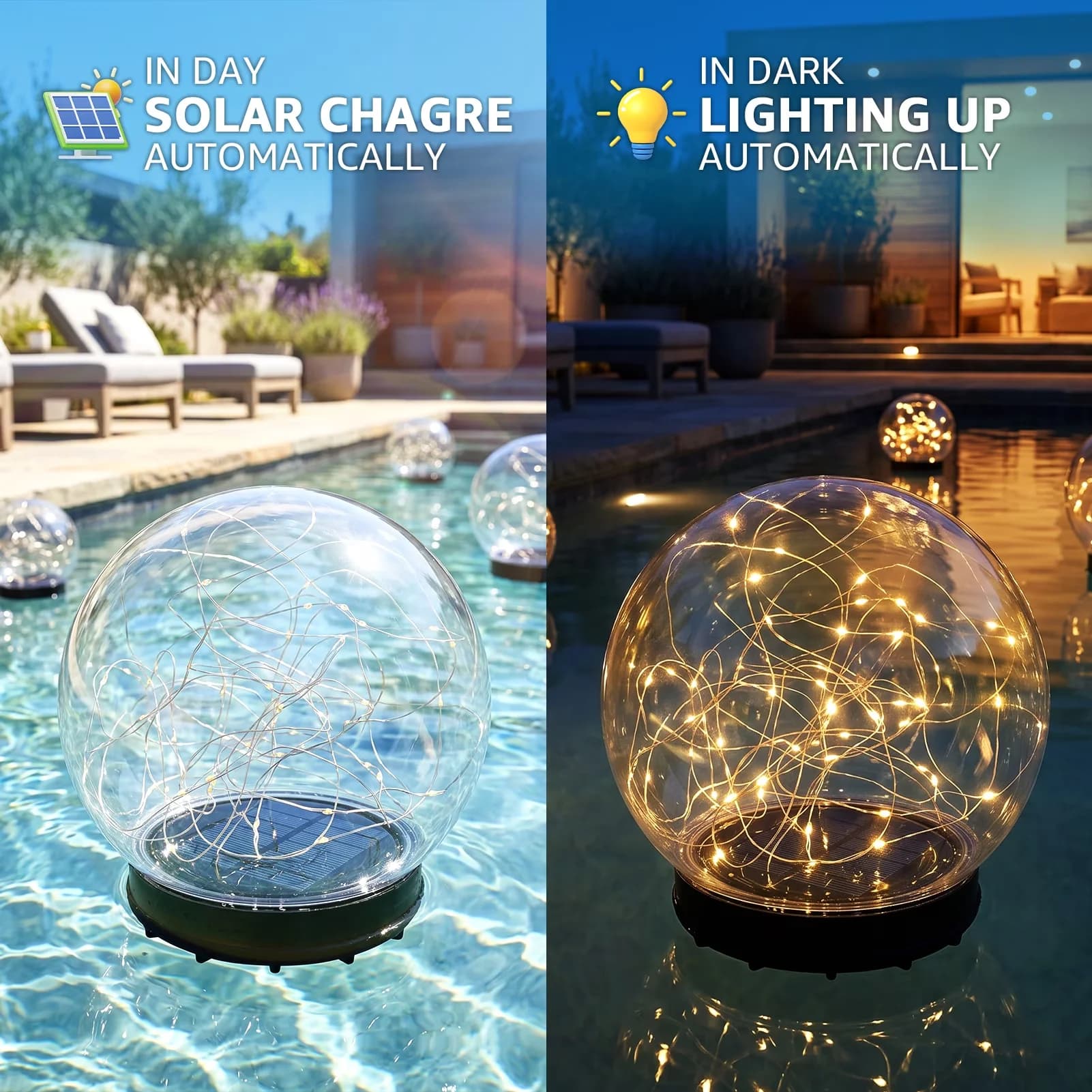 Quality Ceiling Lights Fixture with LED, Solar, Solar Garden - Plastic Clear Model EB9817