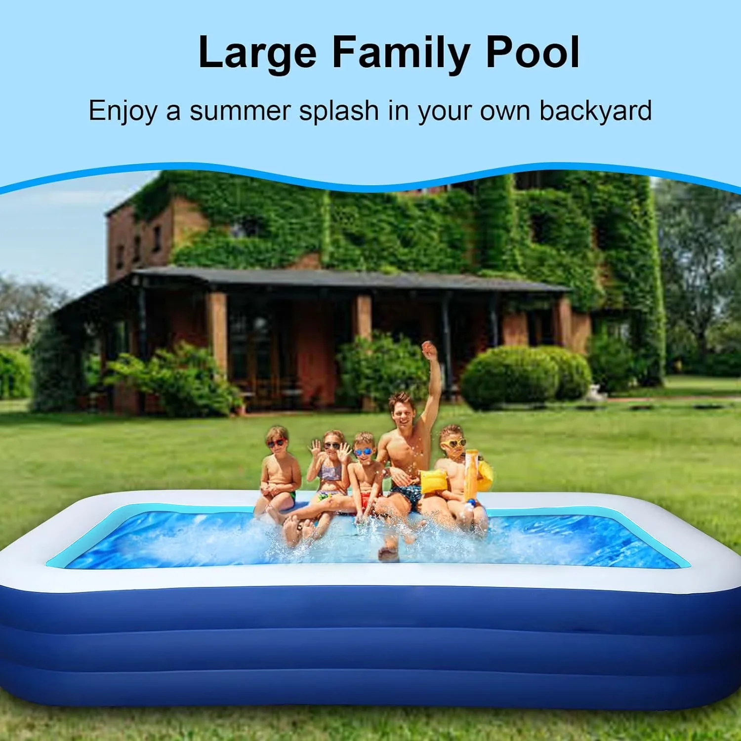 Quality Inflatable Pool with Puncture Proof - Blue LINK for Everyday Use Model C7A823