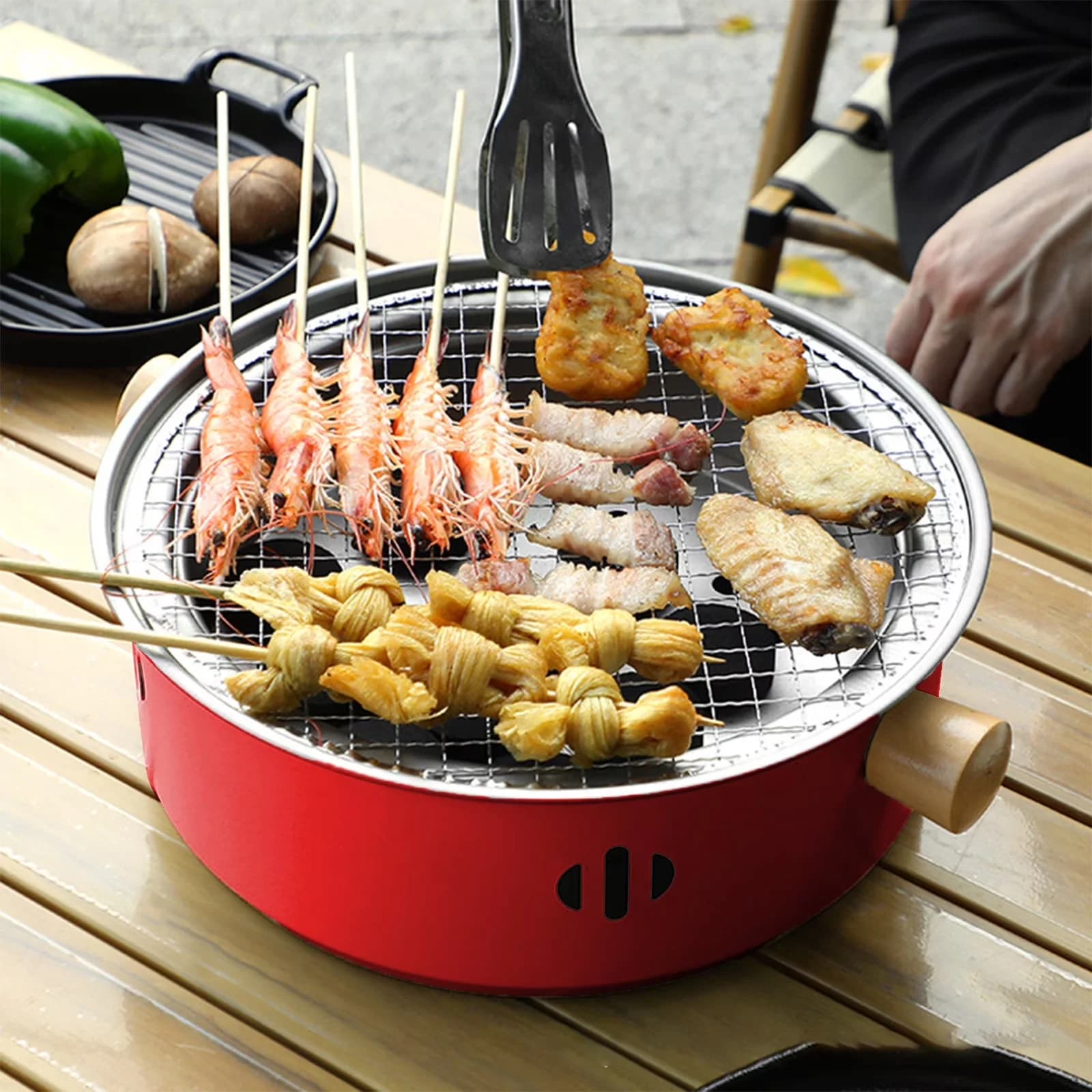 Innovative Charcoal Grill with Portable, Compact BBQ, Portable Mini Barbecue - Iron Red Model CF2A2B