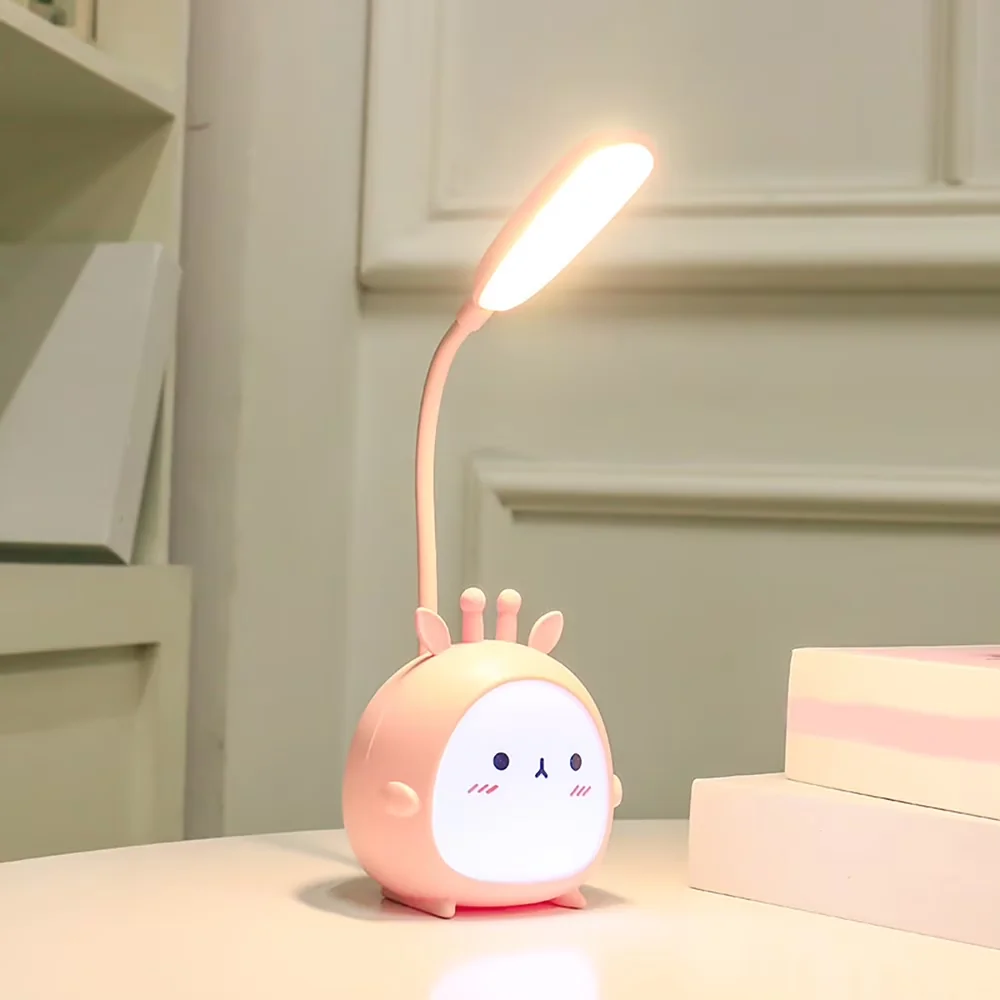 Essential Desk Lamp with LED, Battery, Adjustable Goose Neck LED Table - Pink Abs Model 466D67