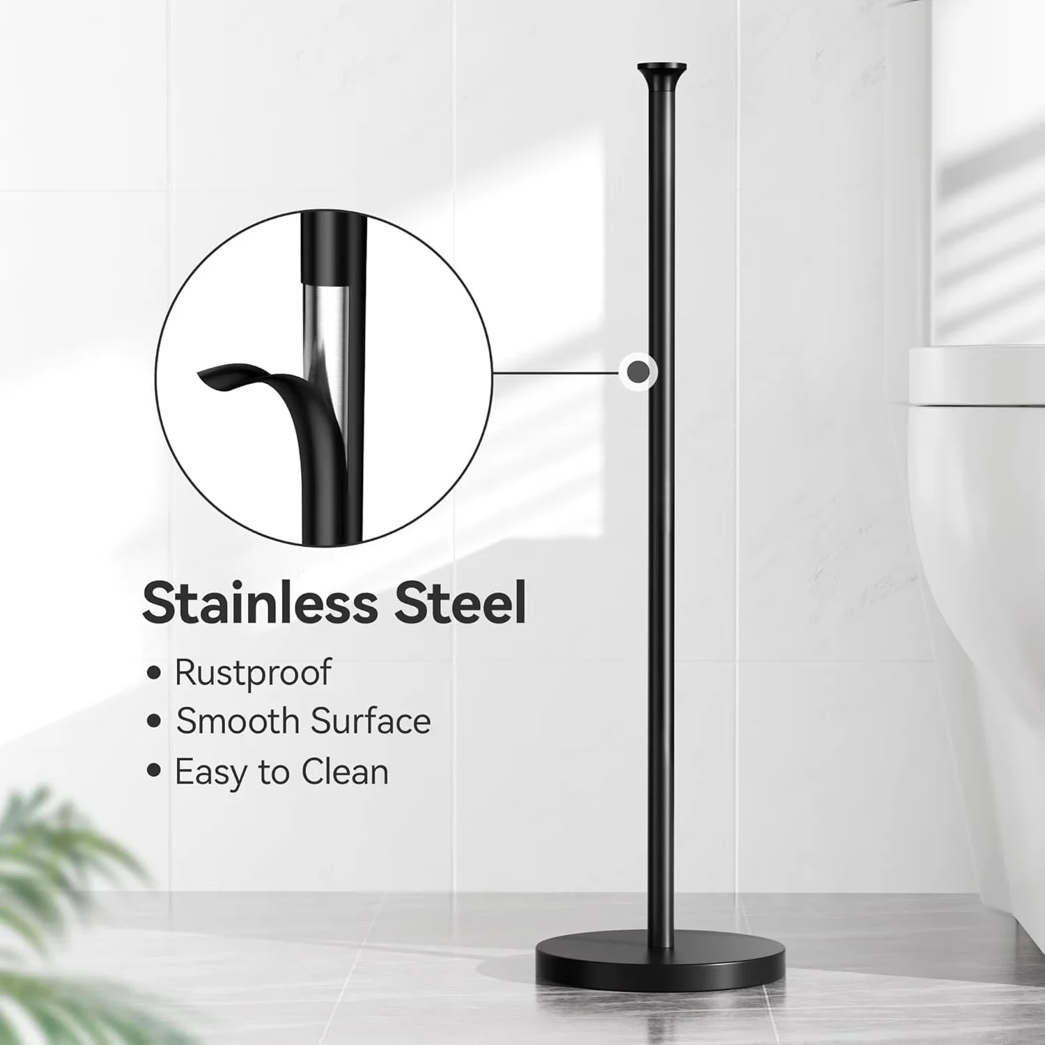 Stylish Plumbing with Modern, Free Standing Tissue Extender, Reserve Function - Stainless Steel for Bathroom Model 5D4F0E
