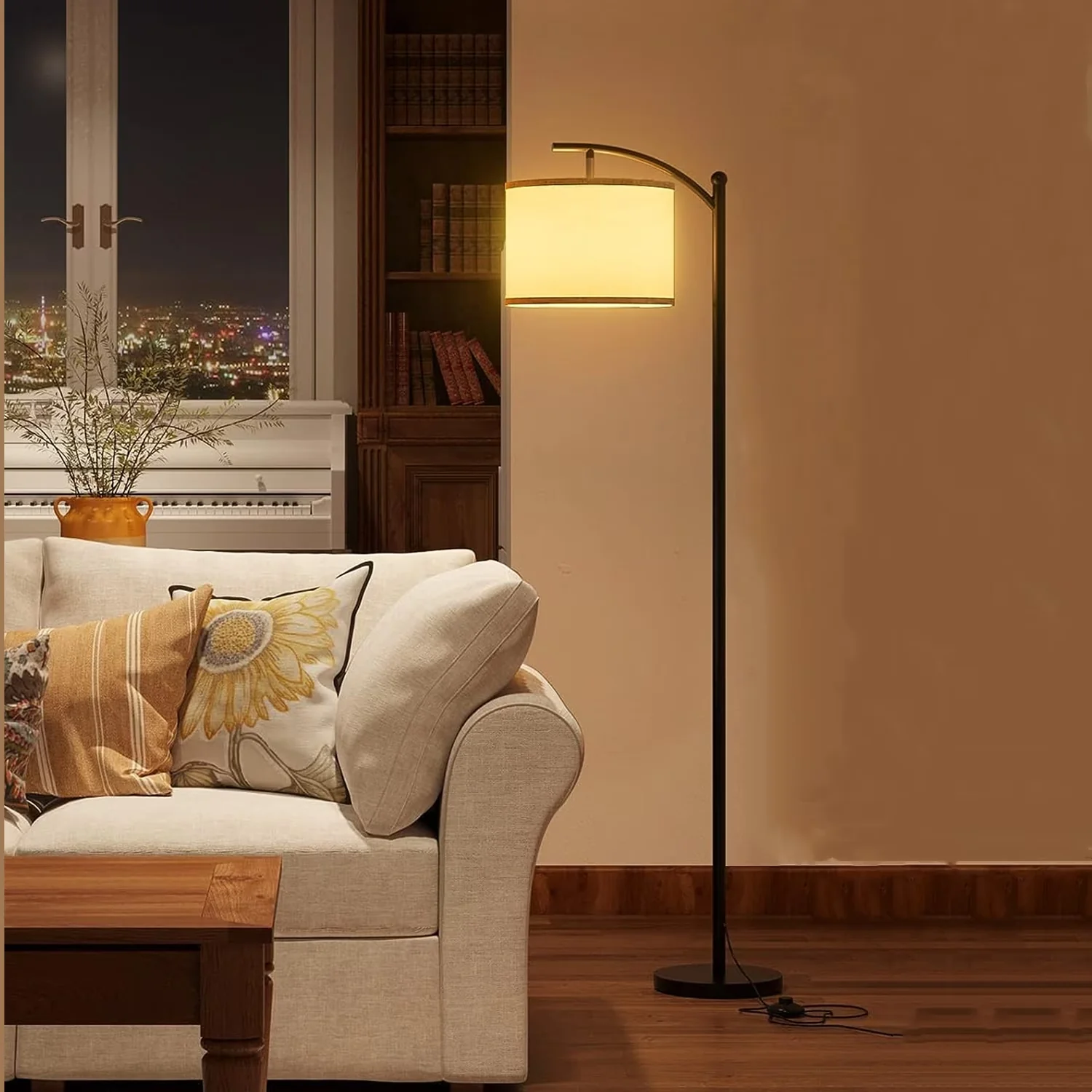 Innovative Floor Lamp with LED, 9W, Standard Lamps - Linen Black for Living Room Model 57F228