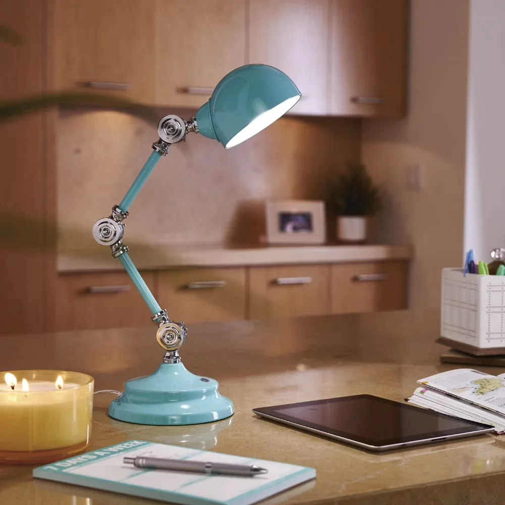 Desk Lamp Versatile with LED, Usb Port, Task Lamps - Metal Blue Wellness Model FBC08E