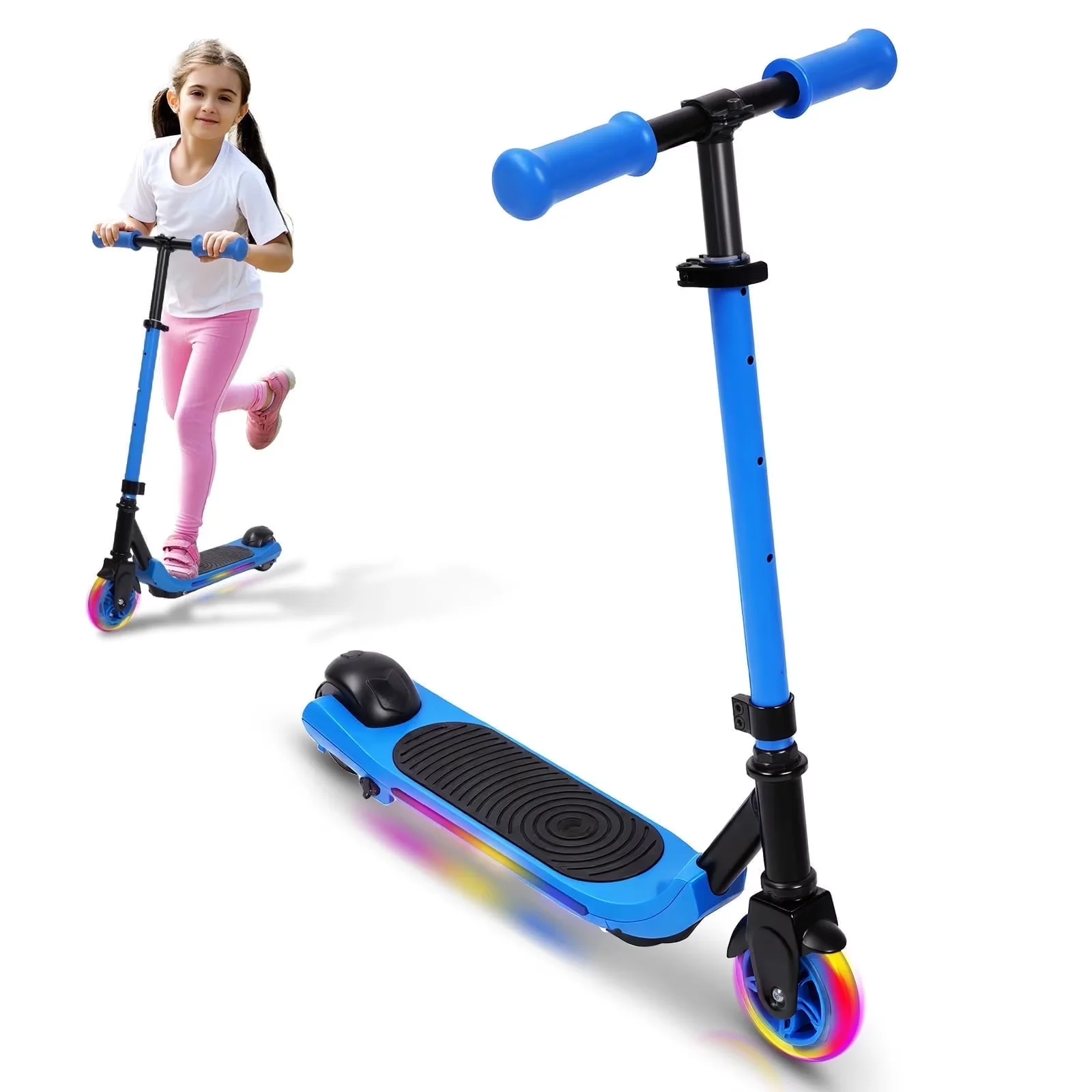 Durable Scooter with LED, 60W, Foldable - Blue Metal, Abs 6-12 - Traditional Style Model 95C895