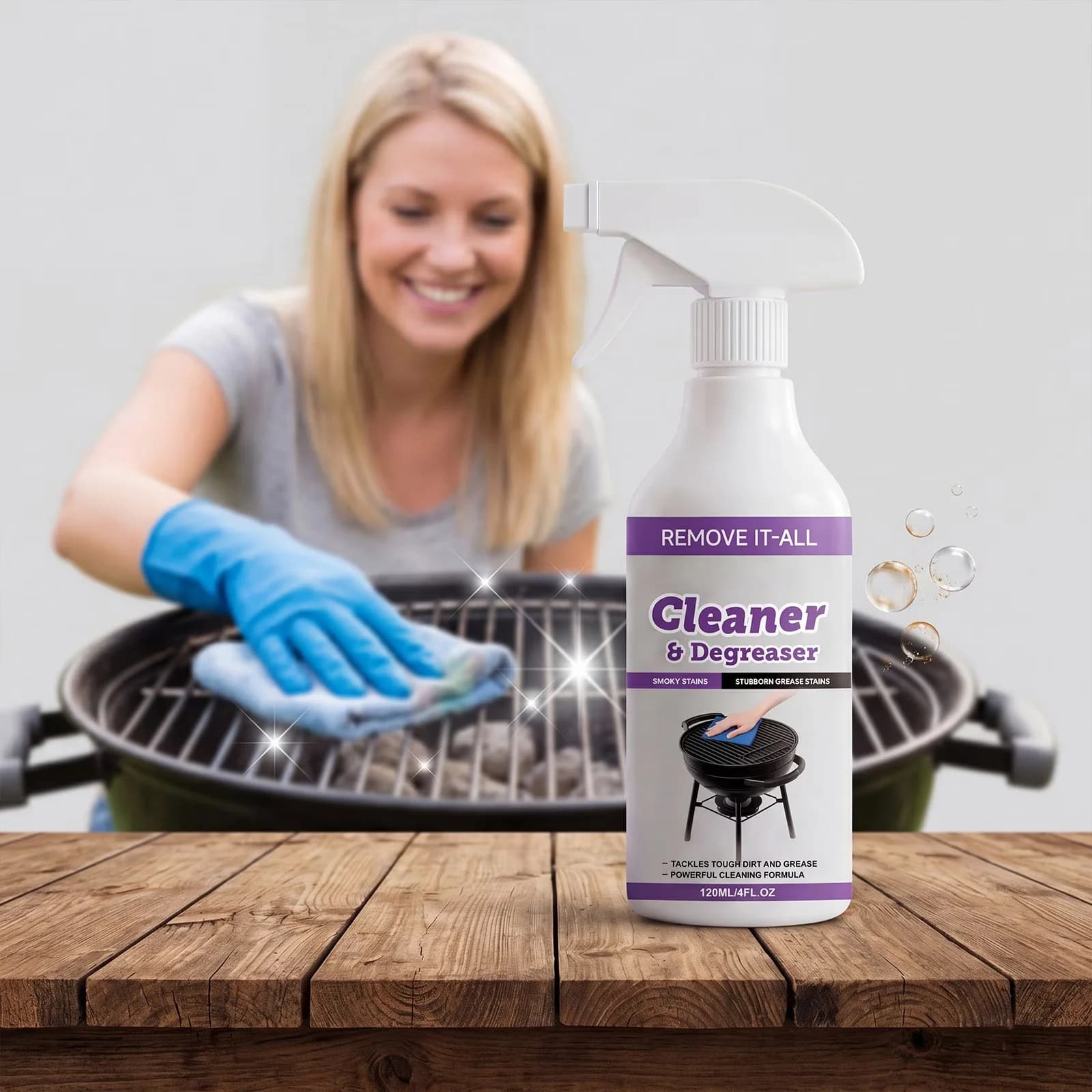 Quality Combo Grill with BBQ Cleaner Spray, Extra Strength Degreaser - Contemporary Style Model 27B8EA