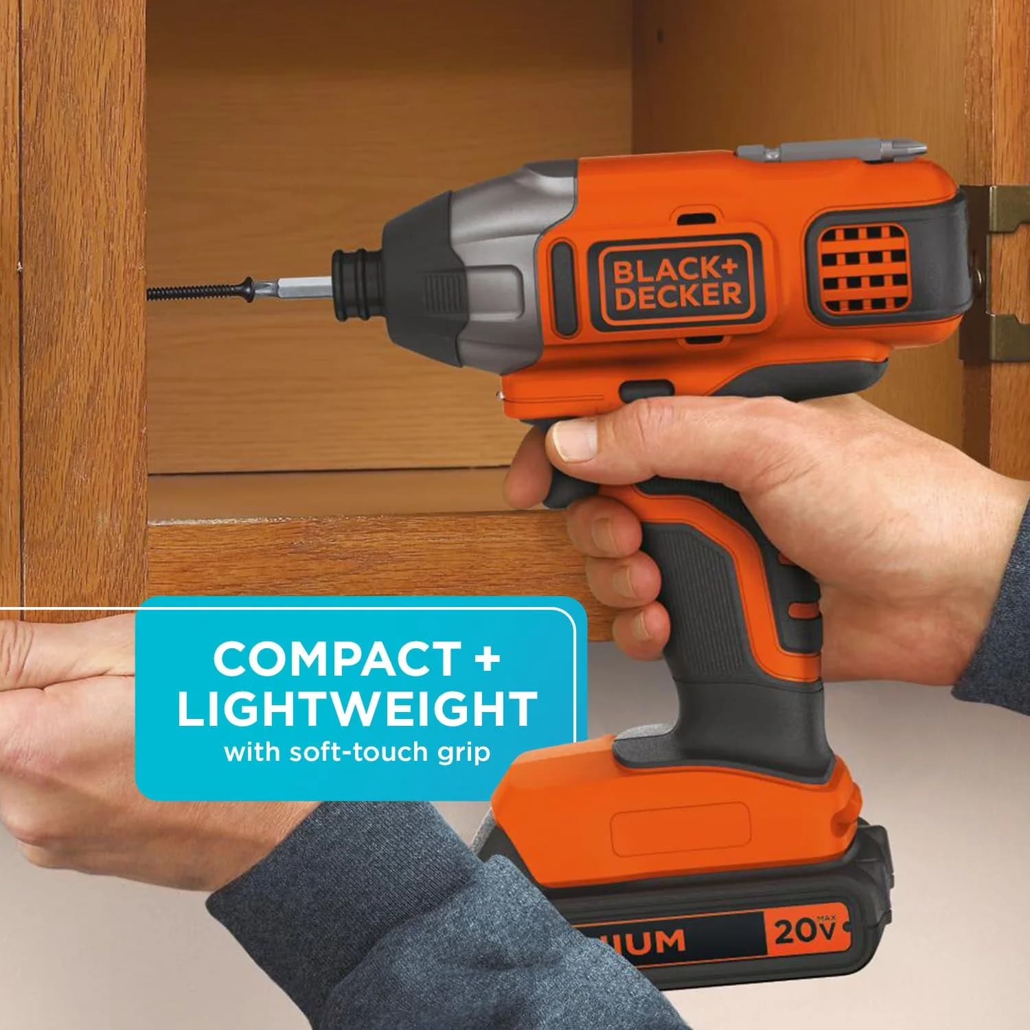 Versatile Drills Driver with Battery, Lightweight, 20-Volt MAX* Lithium-Ion Cordless Impact - Black 1/4 In. Hex Model BA995B