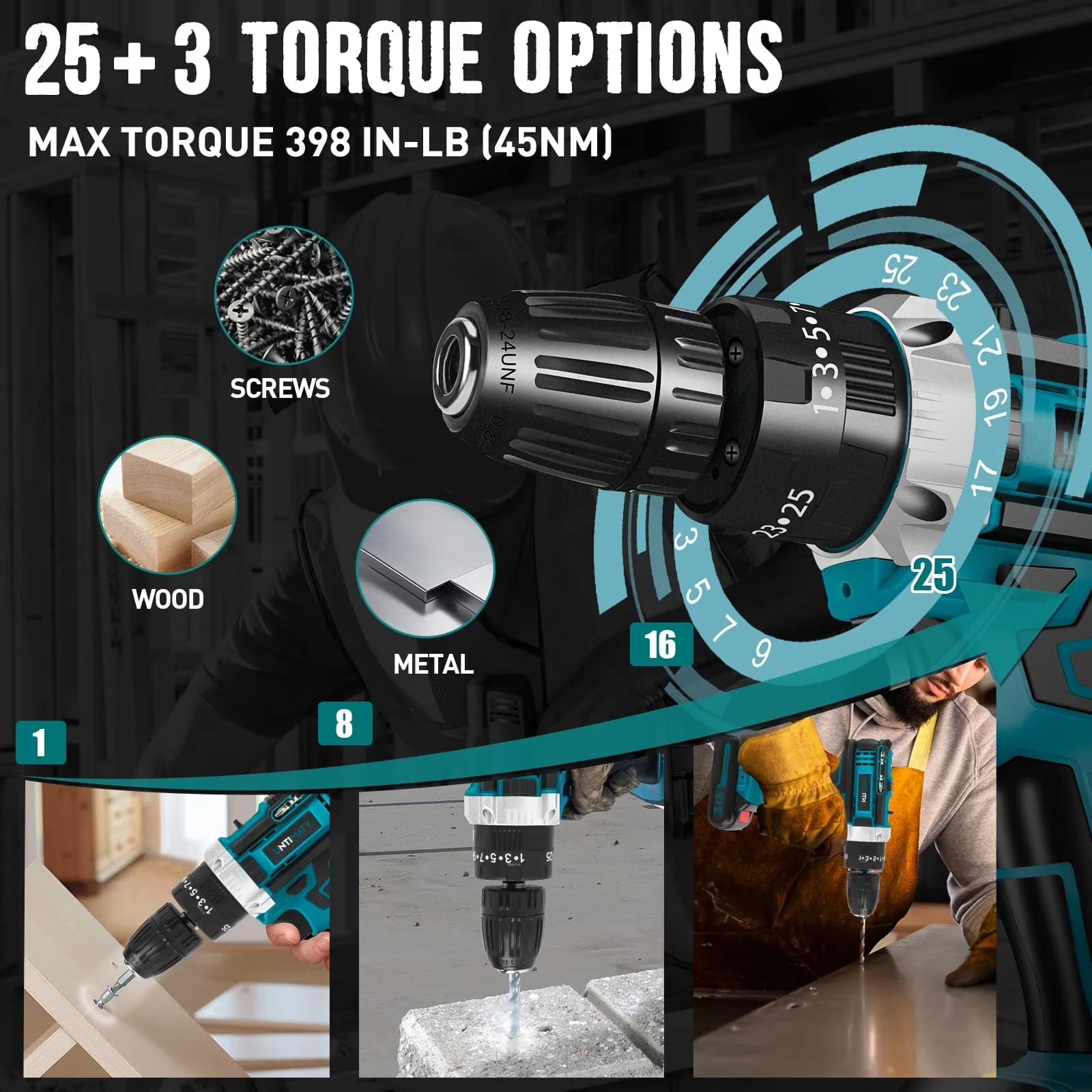 Versatile Drills Driver with Battery, LED, 21V - Contemporary Style Model 0B6E66