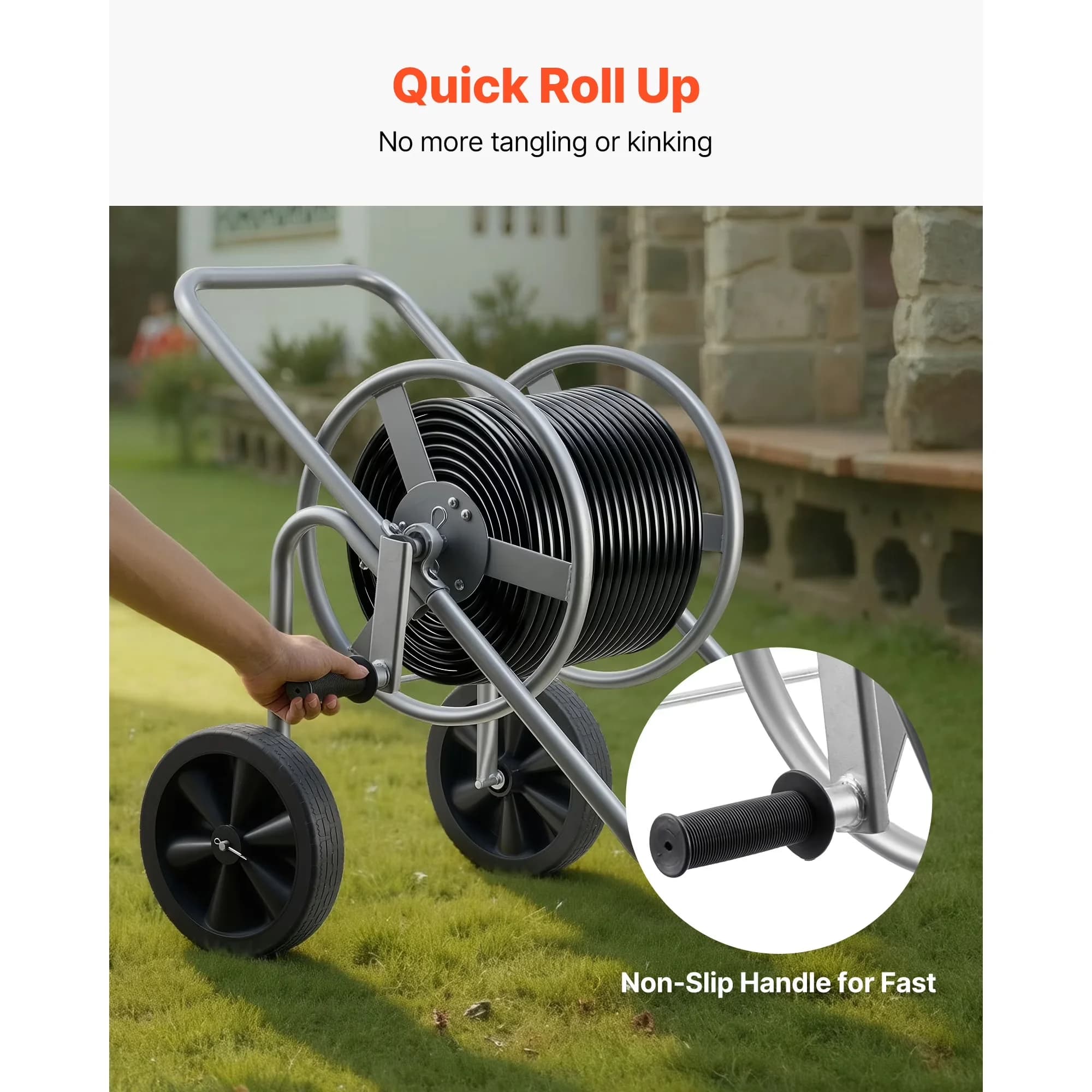 Professional Pressure Washer with 200/300 ft Capacity, Two Wheels, Portable Water Hose Reel Cart for Garden - Model 2731E6