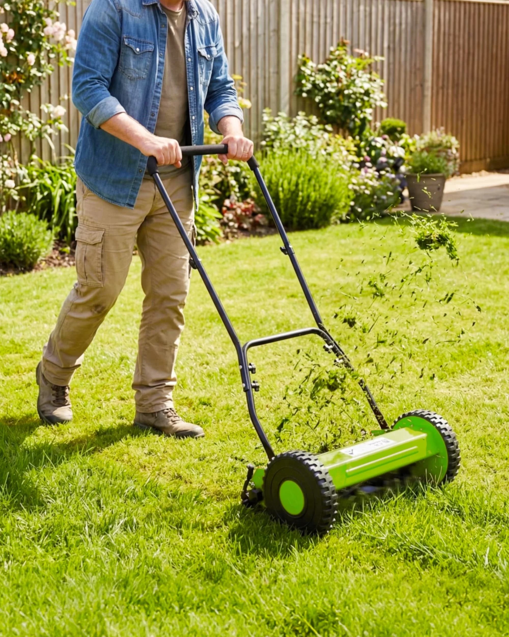 Push Mower Stylish with Adjustable Cutting Height, Lightweight, Adjustable Height - Green for Small Model B66AEF