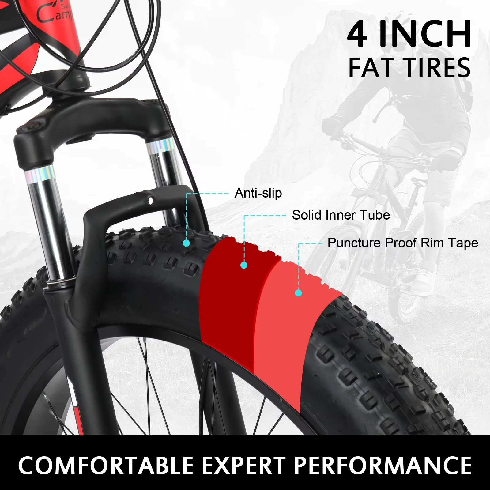 Reliable Mountain Bike with Adjustable Seat Height, High Carbon Steel, Red Black - Black Model D6C728