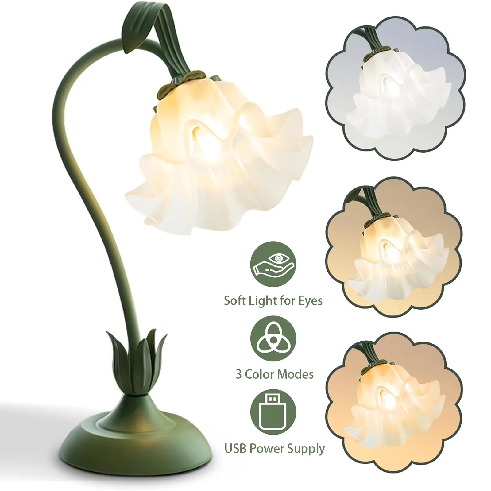 Versatile Lamp with LED, Bedside Lamps, Eco Friendly - Iron Green for Living Room, Bedroom Model 719247