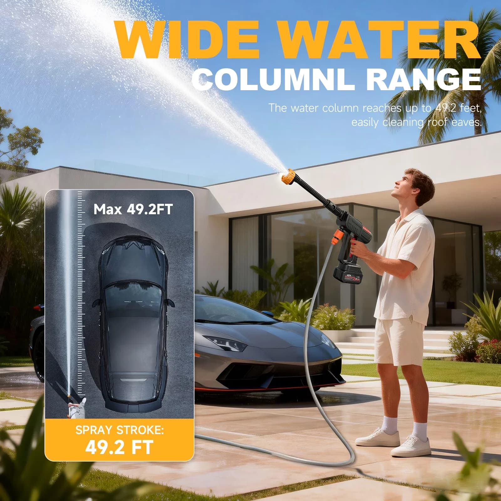Pressure Washer Versatile with Battery, Kink Free Hose, 2 x 4.0Ah Rechargeable Batteries - Model A9EC22