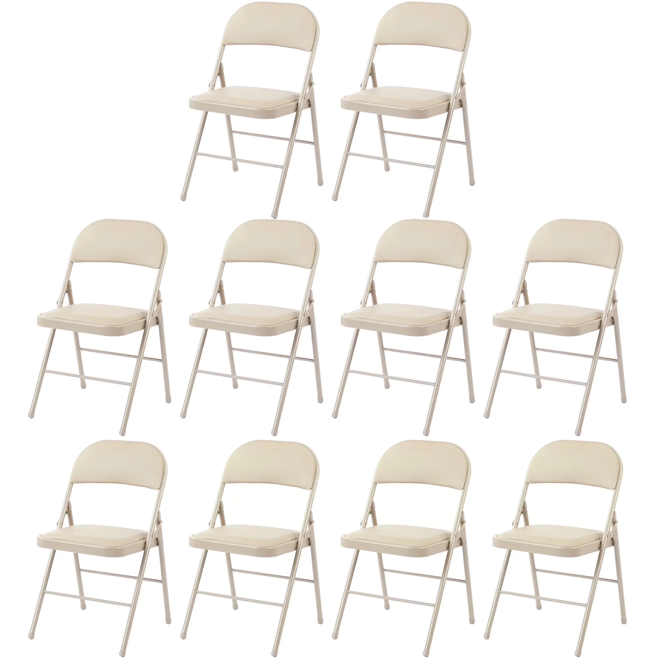 Patio Chair Sleek with Padded, High-Density Padding, 10 Pack Folding - Khaki Model 05AE80