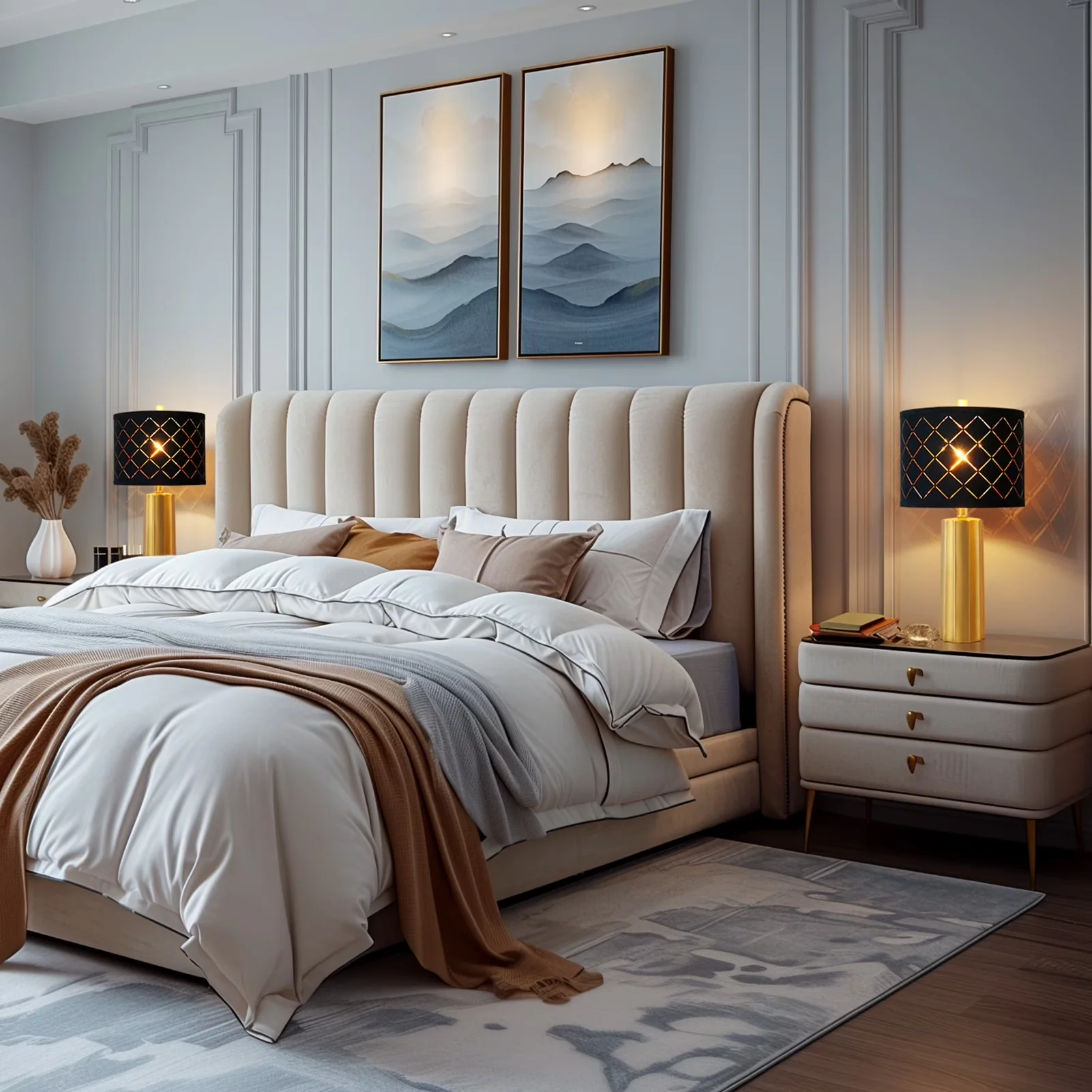 Stylish Table Lamp with LED, Modern, Energy Efficient - Gold Resinous for Living Room, Bedroom Model 0AA9E3