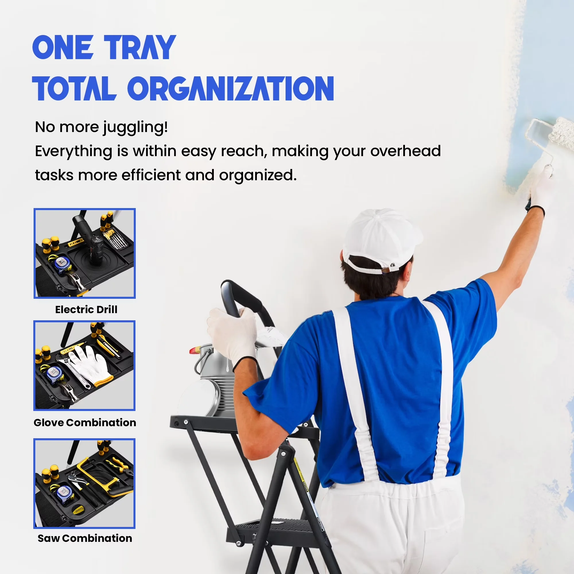 Building Material Innovative with Metal Frame, Tool Tray - Black Alloy Steel, Rubber Model 59B65E