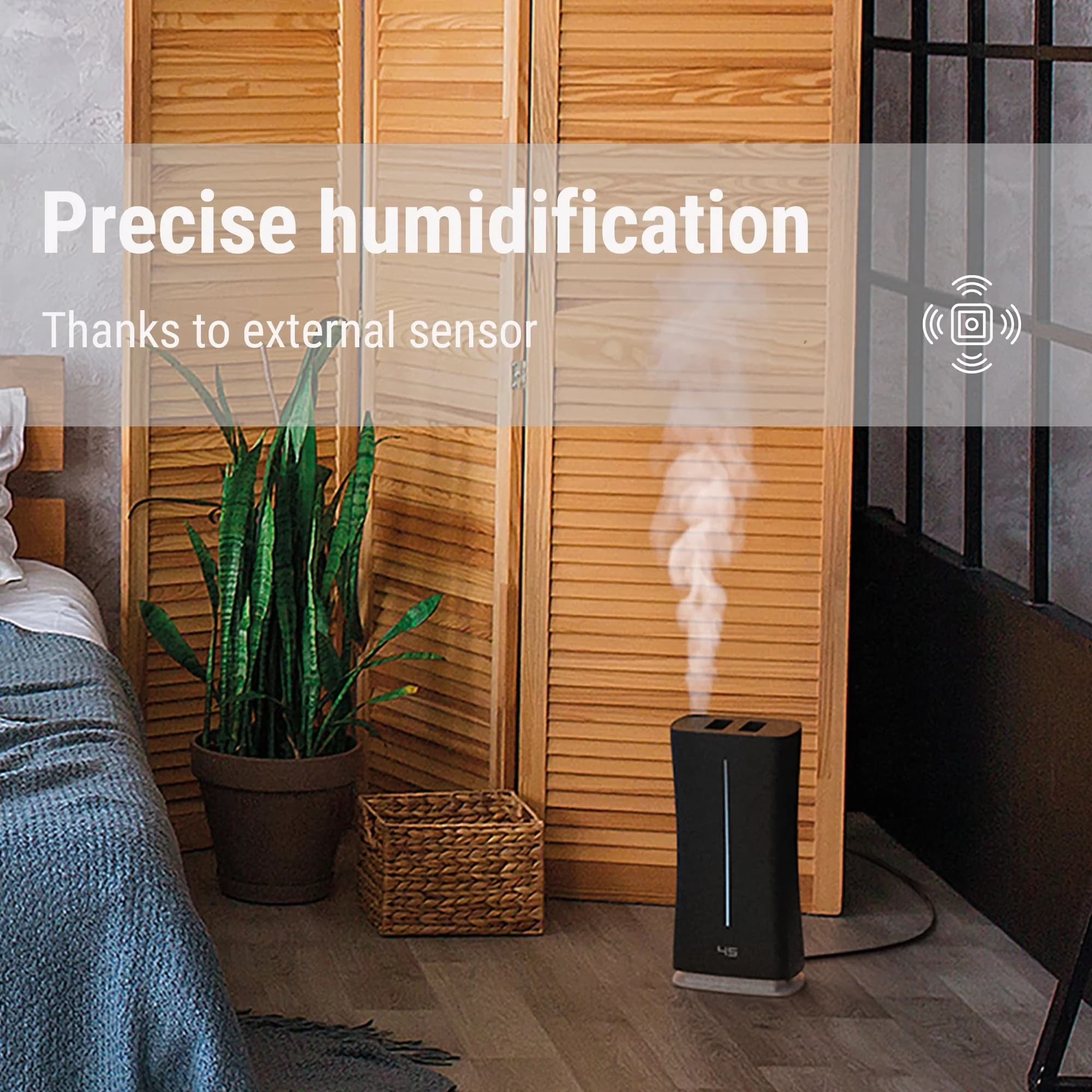 Compact Humidifier with Remote Controlled, Eva, 860 Sq Ft - Black Ultrasonic Model DE602D