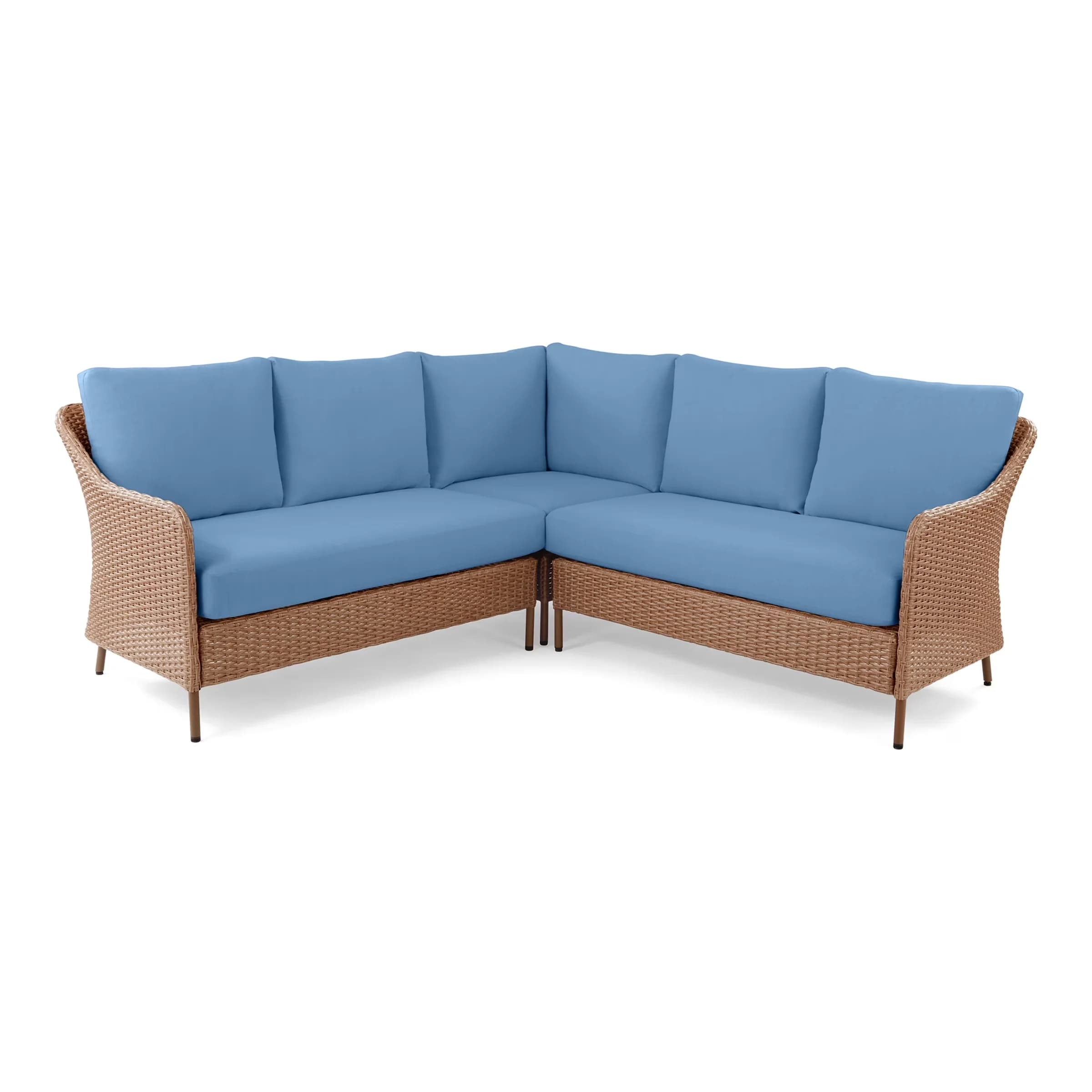 Essential Outdoor Sofas Sectional with Modern, Uv Resistant, Weather-Resistant - Wicker; Blue Model BA142A